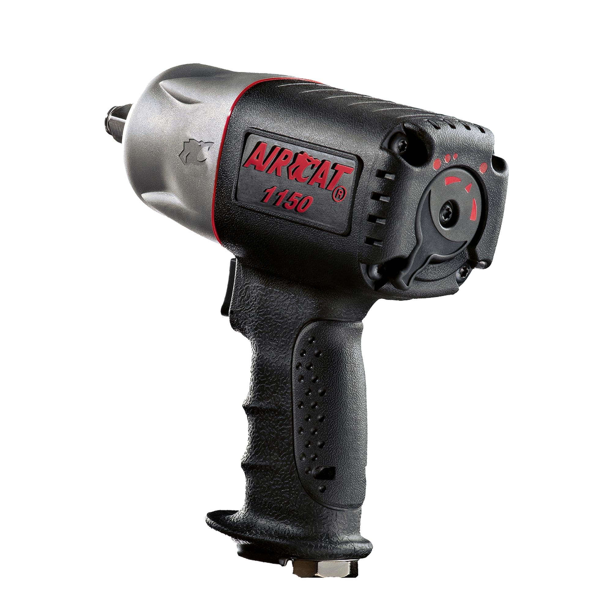 Aircat Black 1150 1/2-Inch Composite Impact Wrench - Heavy-Duty Power Tool For Automotive Applications - Optimal Blow Frequency - Twin Hammer Mechanism - 900 Ft-Lb Max Torque - Quiet Operation - Low Weight