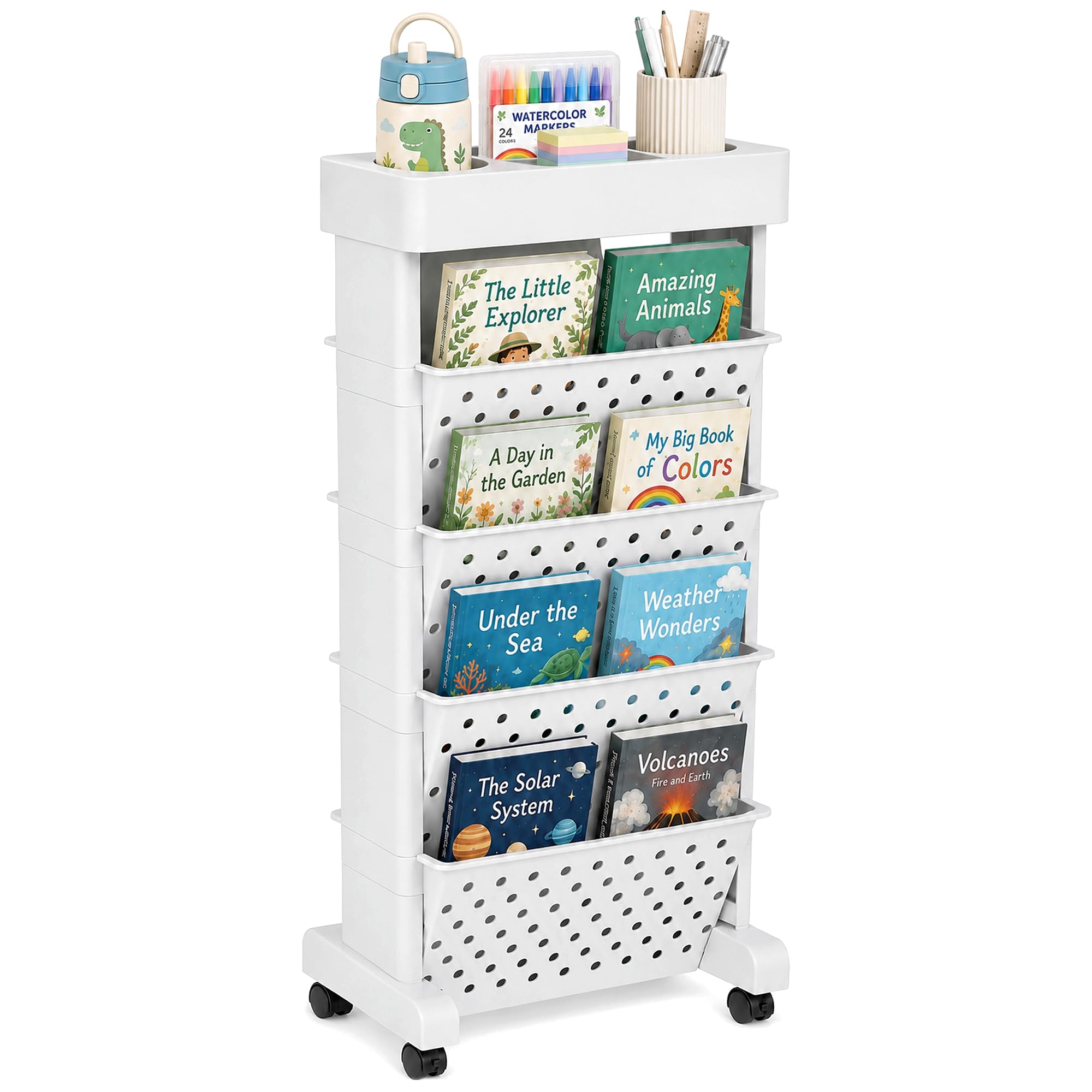 Photo 1 of yeavs 5-Tier Rolling Bookshelf Cart