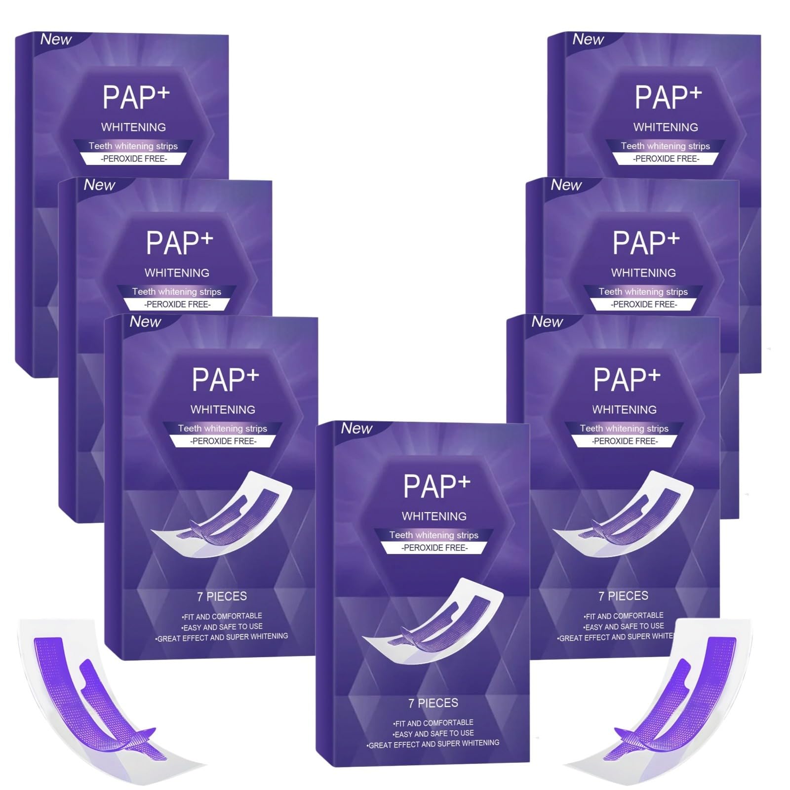 Zahnaufhellungsstreifen, Set zur Zahnaufhellung, violett, Zahnaufhellung, Whitening Teeth Strips, frischer Atem, hilft bei der Beseitigung von Flecken, Kaffee, Wein, strahlendem Lächeln