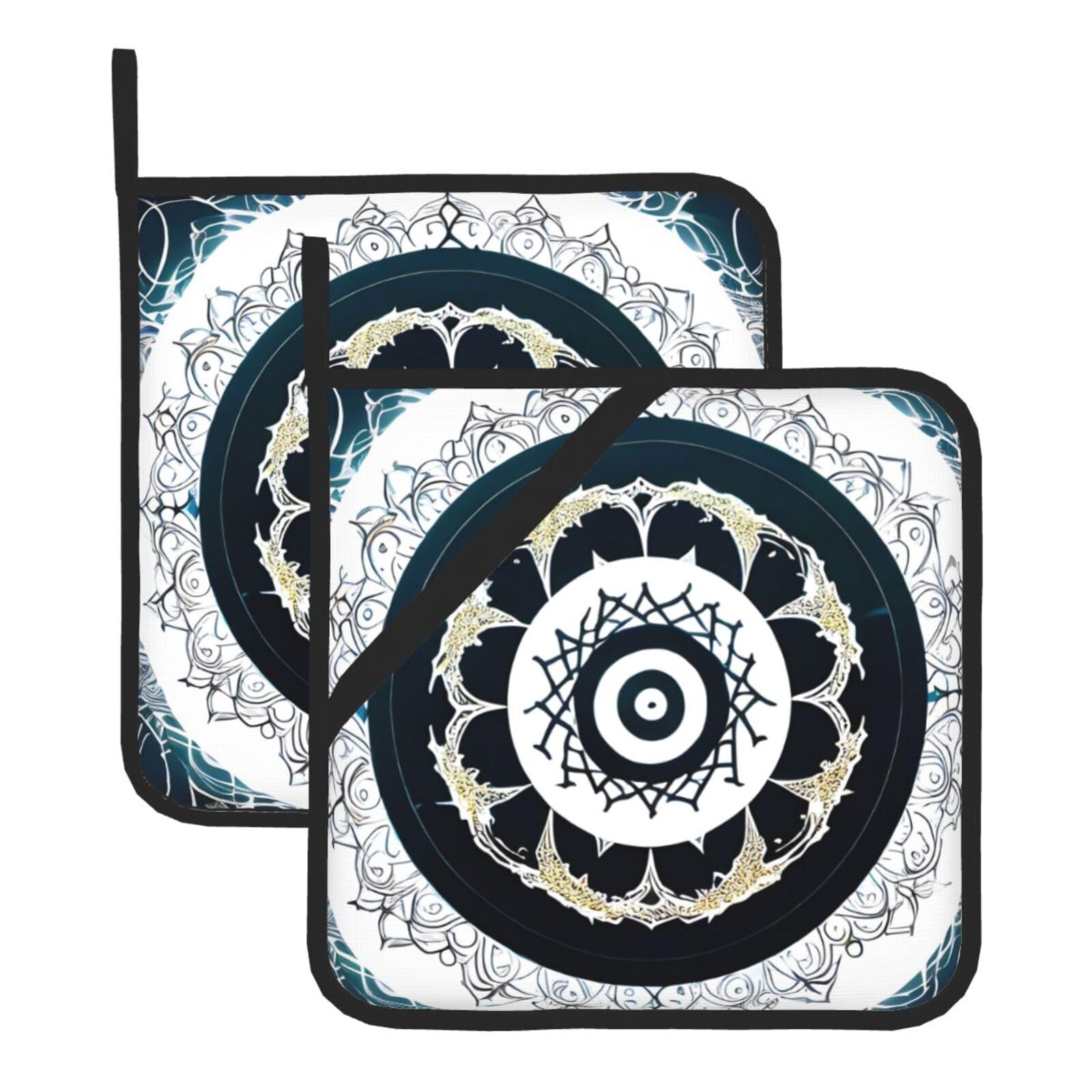 Black and White Round Totem Square Heat Resistant Trivet Set Thick and Durable for Baking Barbecue Cookware Oven