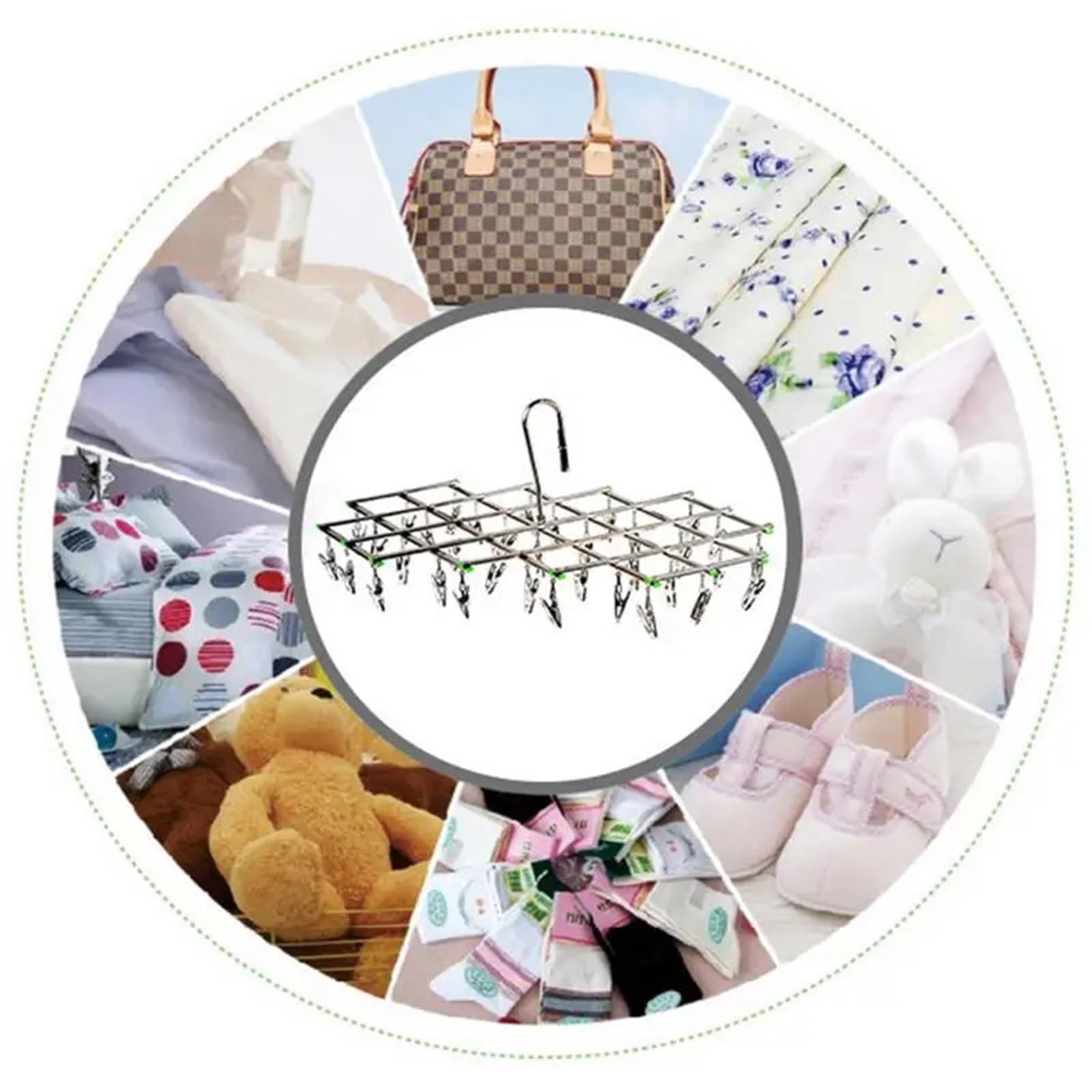 3 Stück Faltbarer Kleiderbügel, Wäscheständer, Edelstahl, Unterwäsche, Sockentrockner, flaches Kopf-Design, rostbeständig, starker Halt für Socken(35 Clip)