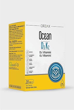 Orzax Ocean D3K2 Damla, 20 ml, D3 Vitamini, K2 Vitamini TYBT0SKSNUT6HALU80