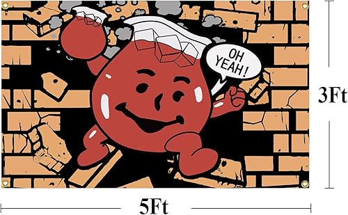 Miniatura 2 de Banderas divertidas para Kool Aid Man Flag Room de 3 x 5 pies, pancarta genial para decoración de pared de cueva de hombre con ojales de latón para