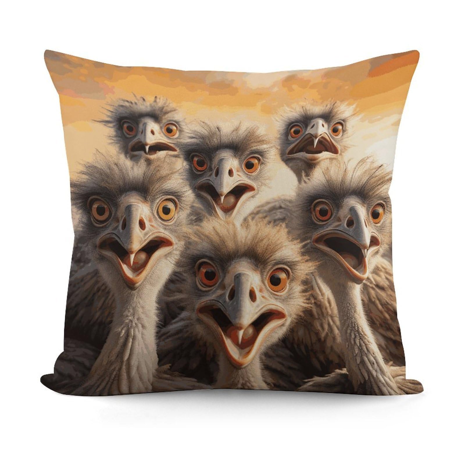 VstaDank A Flock of Ostriches Throw Pillow Covers 18x18 Inch Soft Couch Home Decor Cushion Cover Comfortable Plush Square Cushion Case Farmhouse Decorative Pillowcase for Living Couch