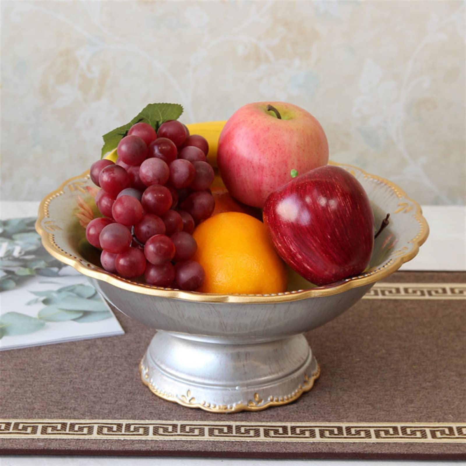 Corbeilles à fruits Assiette de fruits nouveau chinois rétro peint à la main plat de fruits maison salon décor grand bol de fruits en céramique porcelaine ronde artisanat bol de bonbons Coupe de Fruit
