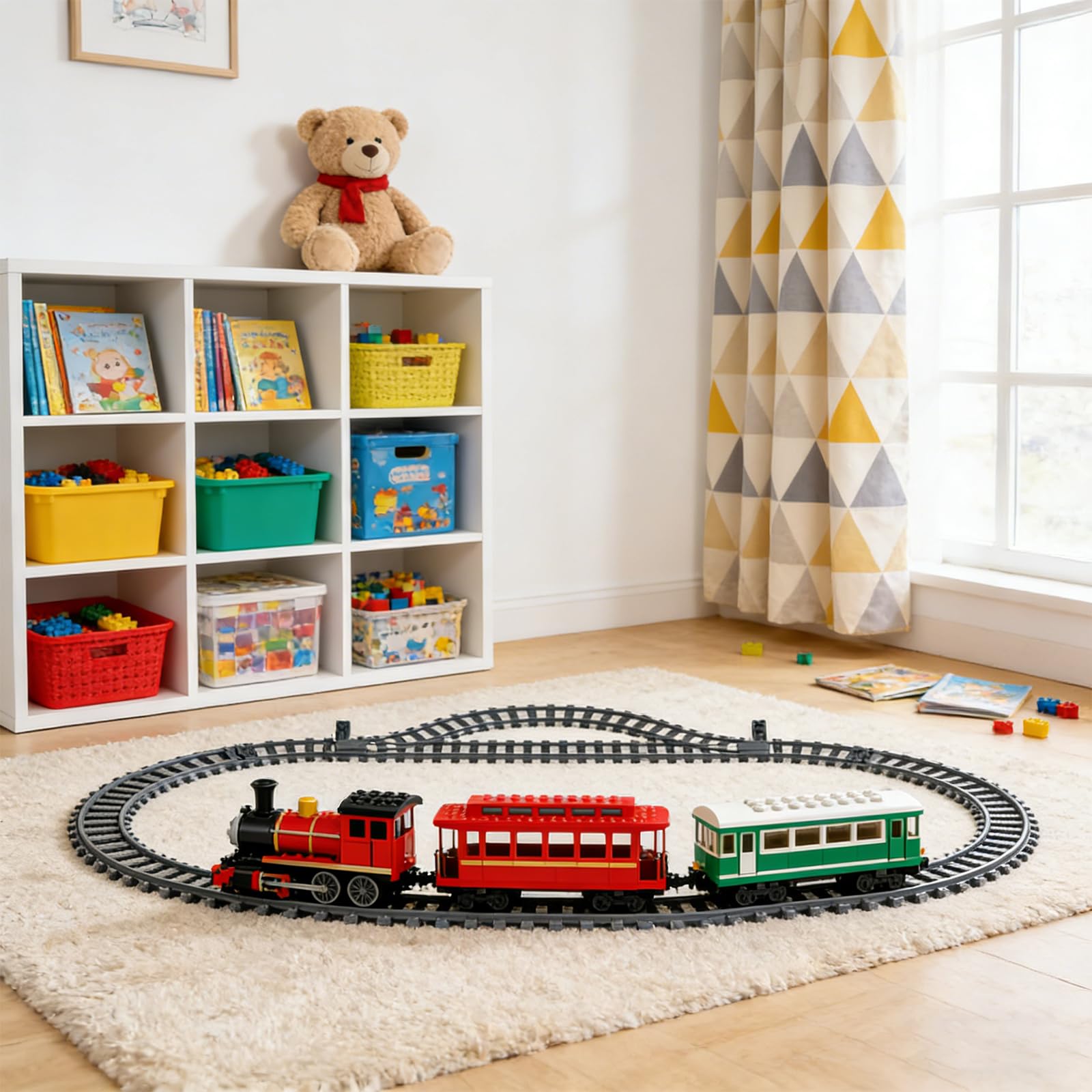 Lot de 40 rails de train de ville - Kit de blocs de construction compatibles avec le leader du marché - Jouet pour filles et garçons - Cadeau