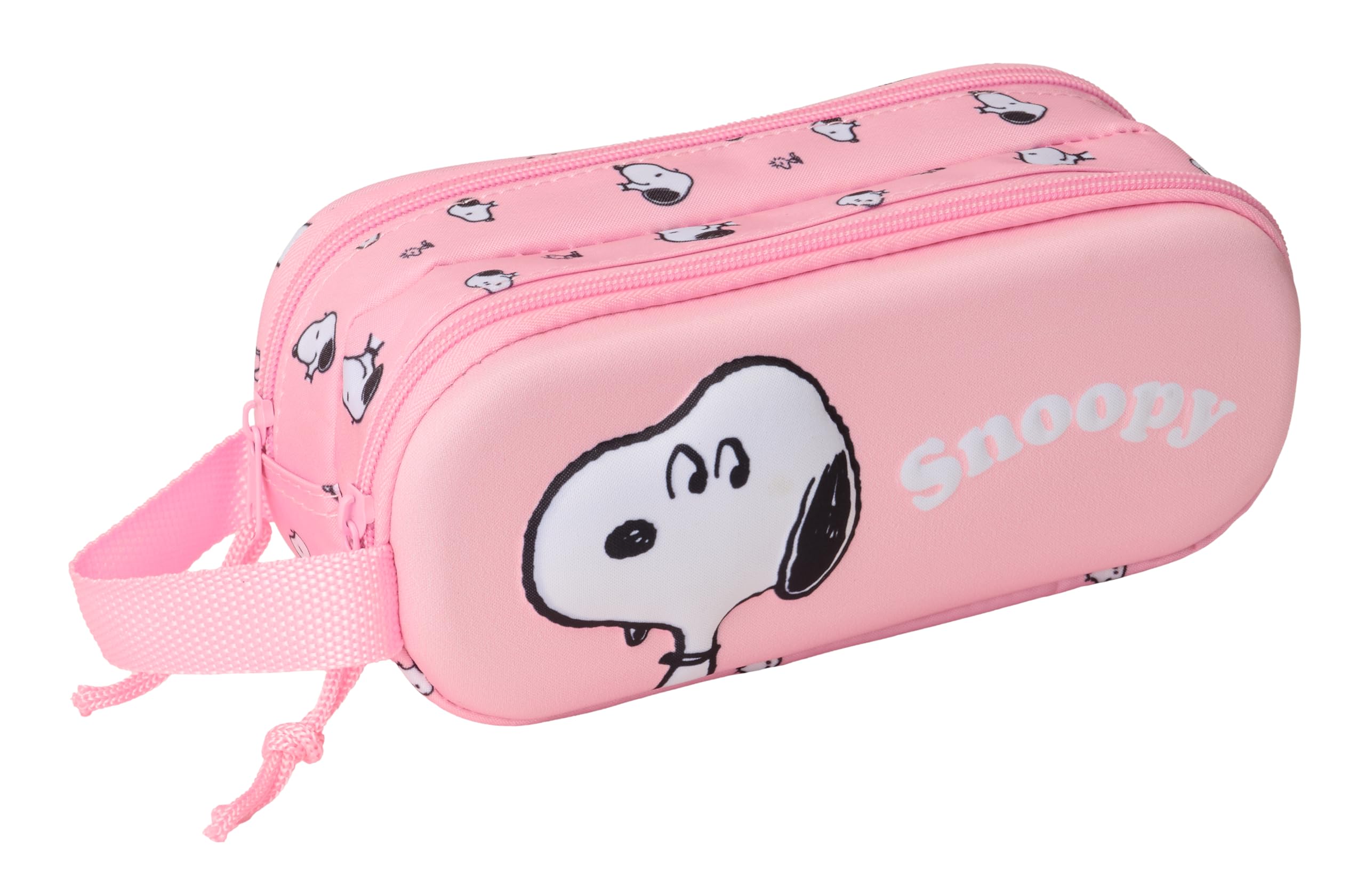 Safta Snoopy 3D – Double 3D Pencil Case, Children's Pencil Case, Ideal for School Age Children, Comfortable and Versatile, Quality and Resistance, 21 x 6 x 8 cm, Light Pink, Mediano, Casual