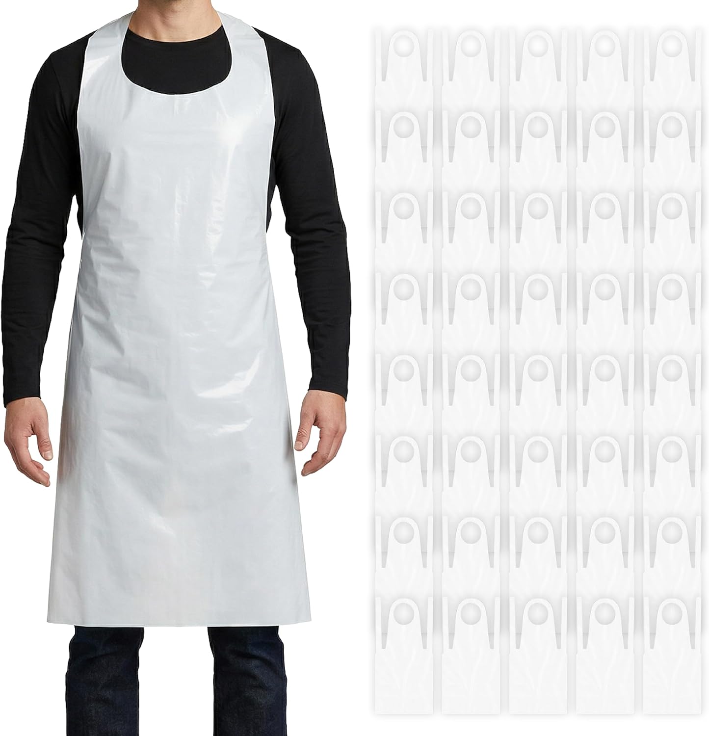 Xpose Safety Aprons 24"x48" Disposable Plastic Aprons, 4 Mil Heavy Duty Waterproof White Aprons for Cooking,Cleaning,Painting