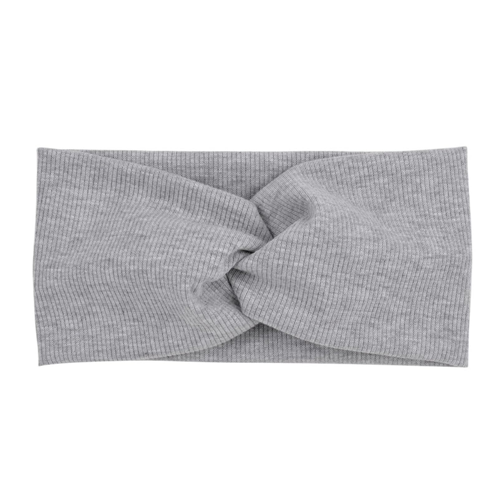 Stirnband 3 stücke Frauen Mädchen Einfarbig Haar Bands Gestrickte Baumwolle Stirnbänder Kreuz Turban Verband Bandanas Haarbänder Haar Zubehör Winter Stirnband(Light grey)