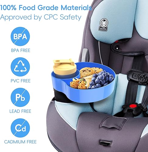 Miniatura 3 de Soporte para tazas de asiento de automóvil para niños, bandeja de viaje para automóvil, refuerzo, cochecito, kit de artículos esenciales para