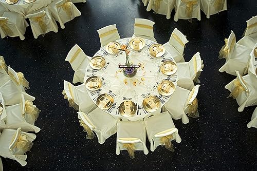 Miniatura 2 de Tiger Chef Platos de base redondos, dorados, de 13 pulgadas. Juego de 2, 4, 6, 12 o 24 platos (paquete de 24 unidades)., Negro