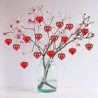 Vista 4 de 24 adornos en forma de corazón para el día de San Valentín, bolas de corazón brillantes y mate, decoraciones colgantes para el día de San Valentín