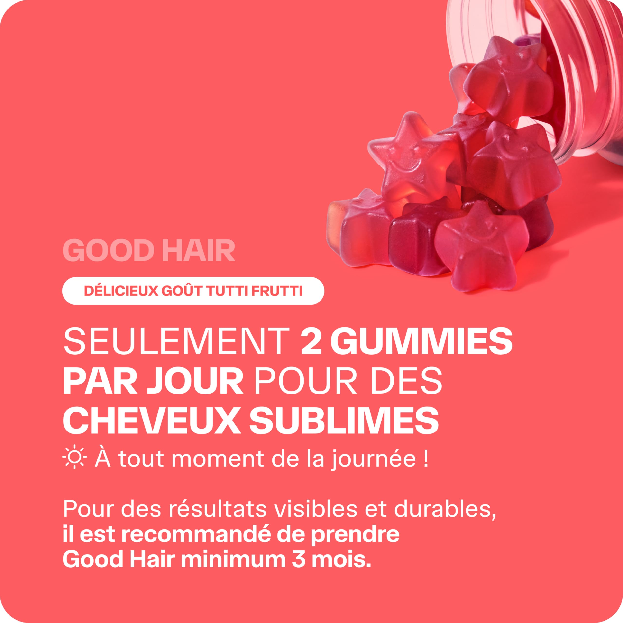 Lashilé Beauty Good Hair – Gummies Cheveux Pousse & Croissance – Complément Alimentaire Cheveux Fortifiants – Biotine, Zinc, Prêle – Vegan, Sans Sucres – Made in France – Cure 1 Mois, 60 Gummies