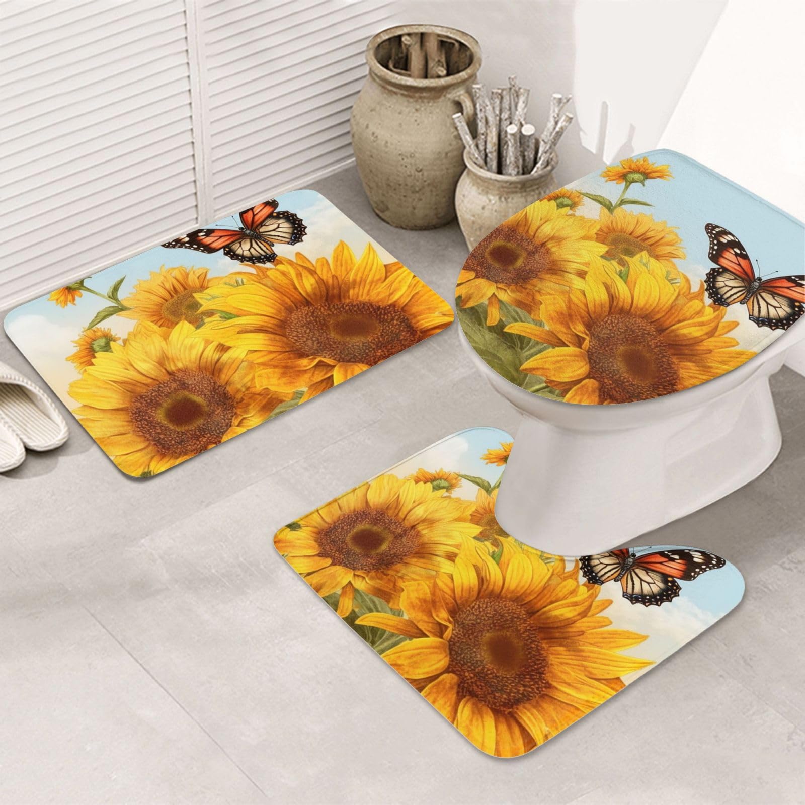Tapis de bain motif tournesol OUSIKA pour une salle de bain accueillante