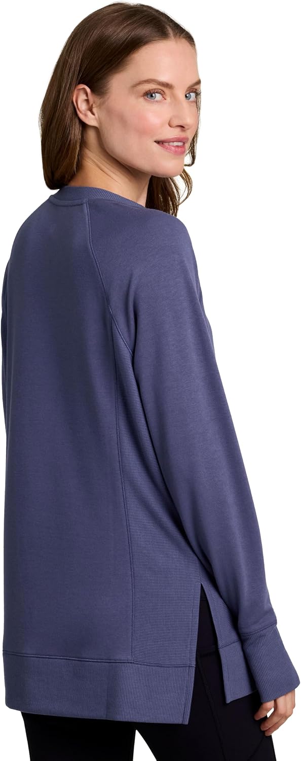 RBX Active Fashion Women's Yoga Tunic Sweatshirt, Lightweight French Terry Long Sleeve Top with Thumbholes & Ribbed Side