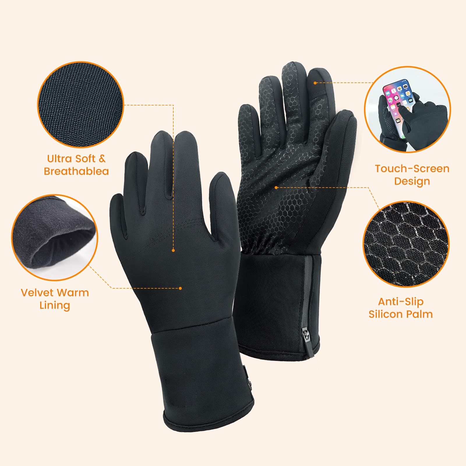 3 in 1 Skiing Gloves for Men Women Skating Skiing Warmer Gloves Liners for Cold Winter Outdoor Work Fishing Hunting Hiking Waterproof Windproof