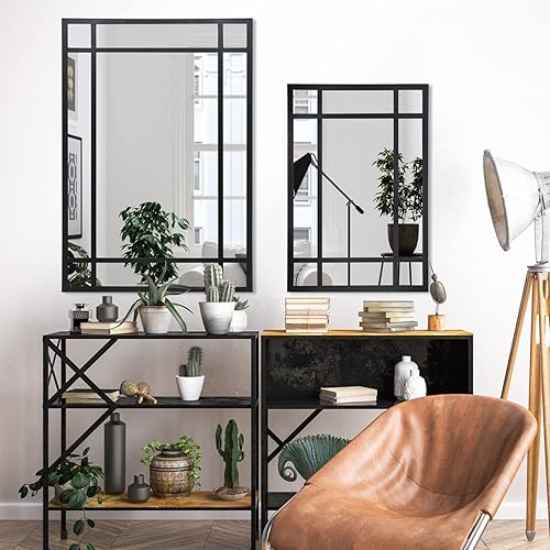 Miniatura 8 de Espejo rectangular negro, espejo de pared decorativo de granja para entrada, sala de estar, dormitorio, pasillo, chimenea, decoración de pared