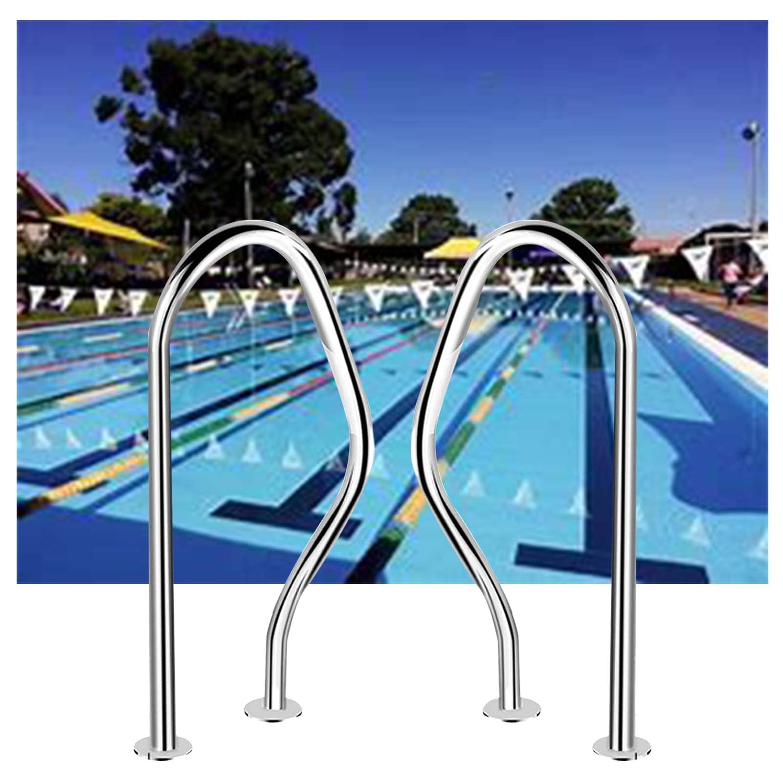 Rampe de piscine en inox 304 durable, main courante de sécurité design 2 pièces