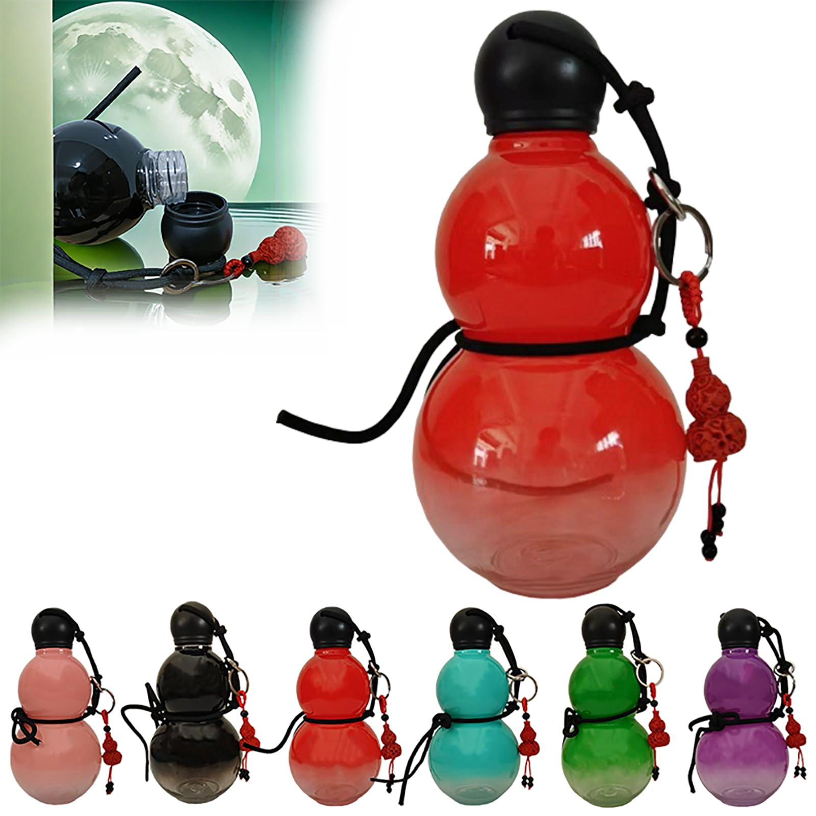 Kürbis-Wasserflasche, auffällige Sportflasche, chinesischer Vintage-Stil, 800ml kürbisförmige Sportflasche, kürbisförmige Sportflasche (Rot)