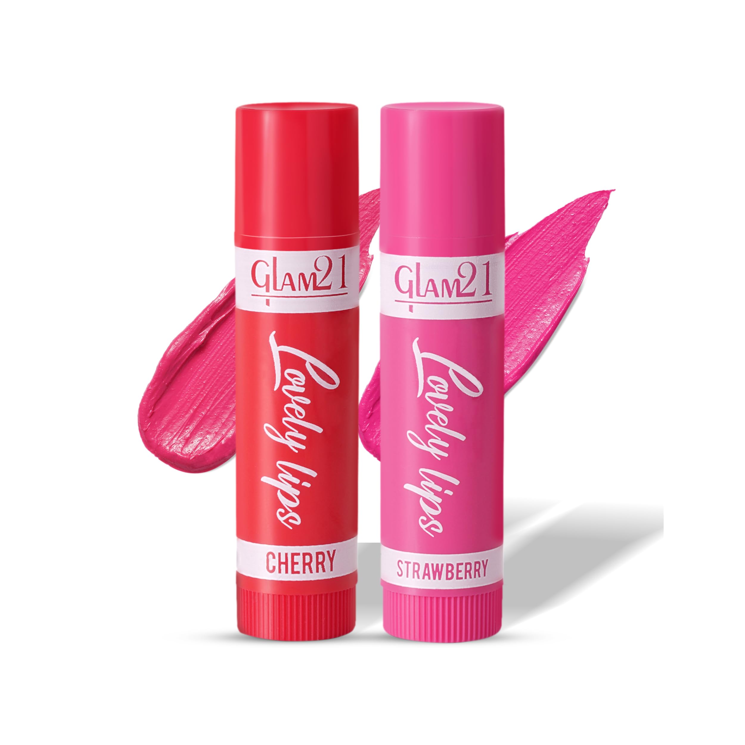 Glam 21 Moisturizing Lip Balm|Fruit Extract & Infused Active Ingredients|16 Hour Water Locking Formula|(Pack of 2) 01-Cherry & 02-Strawberry-image-13