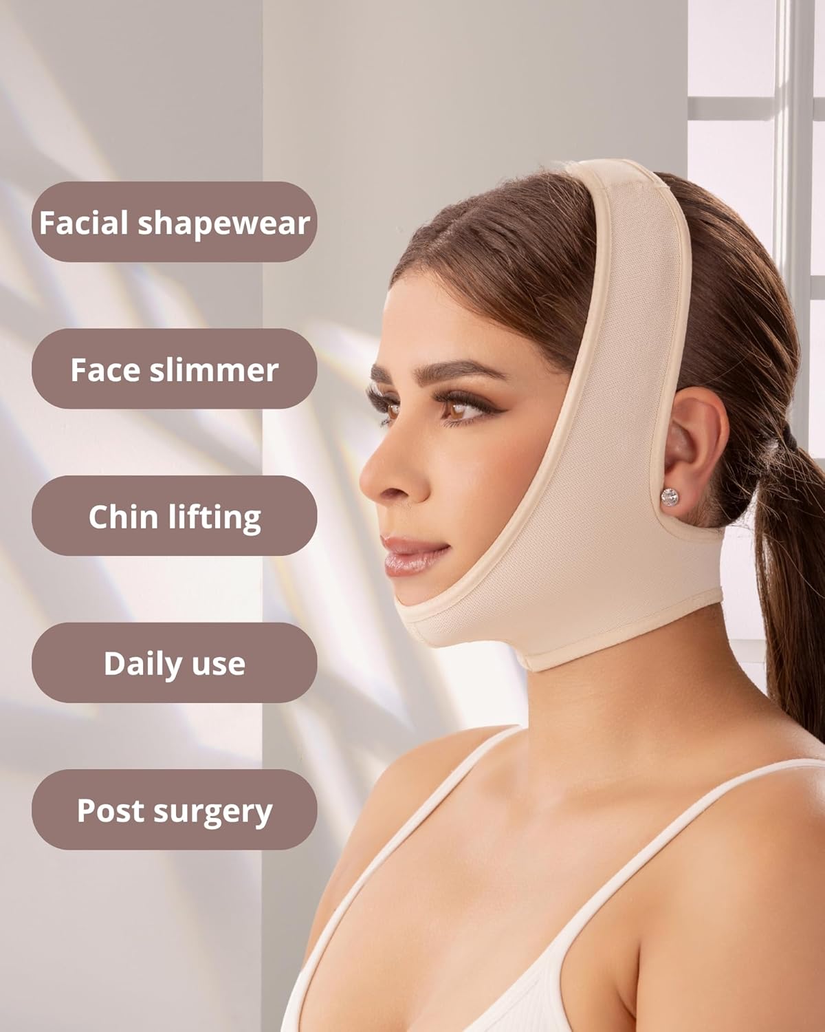 SHAPE CONCEPT Mentonera 318 Powernet Chin Strap for Sleeping Double Chin Reducer High Compression Face Lift Support