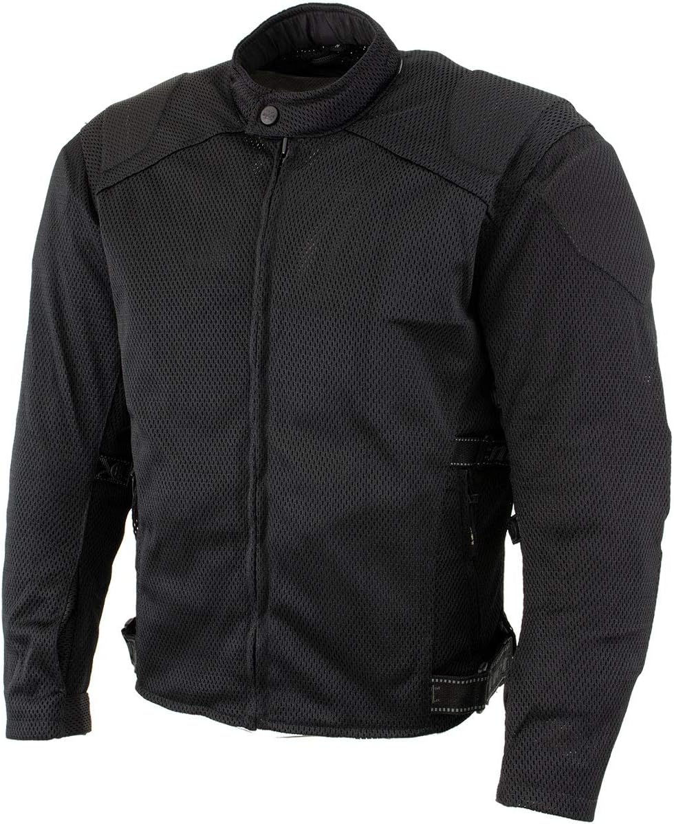 Xelement CF2157 Men's 'Caliber' Black Mesh Motorcycle Jacket with X-Armor Protection - X-Large