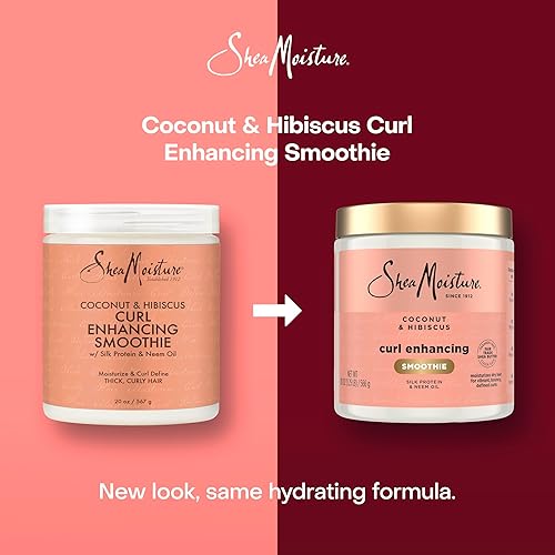 Miniatura 4 de SheaMoisture Crema para mejorar los rizos Curl Enhancing Smoothie de coco e hibisco para cabello grueso y rizado, sin sulfatos y libre de parabenos
