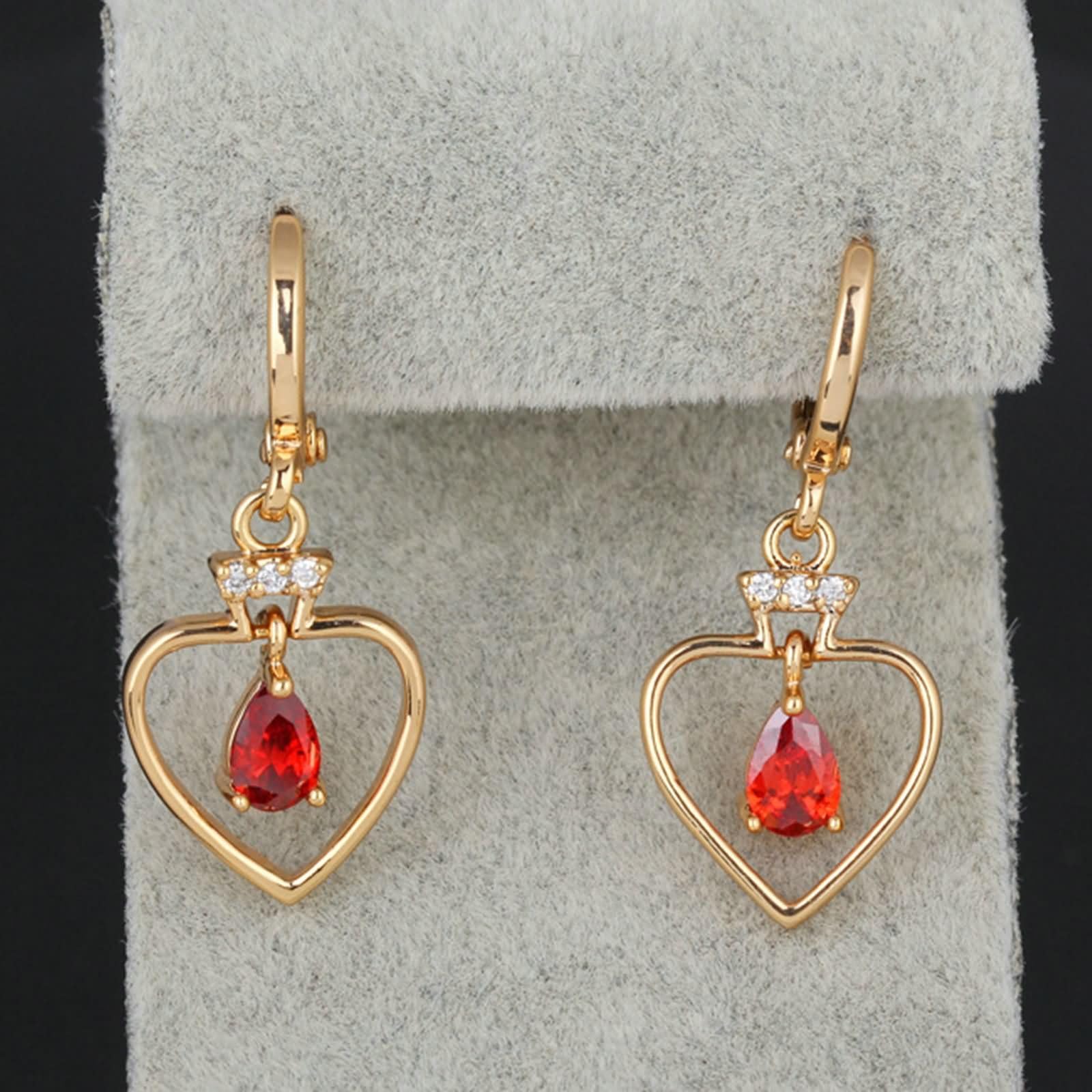 Pendientes de Oro de 9 K / 14 K / 18 K para Mujer, Corazón Hueco y Gota de Agua con Moissanita, Colgante Pendientes de Mujer Oro