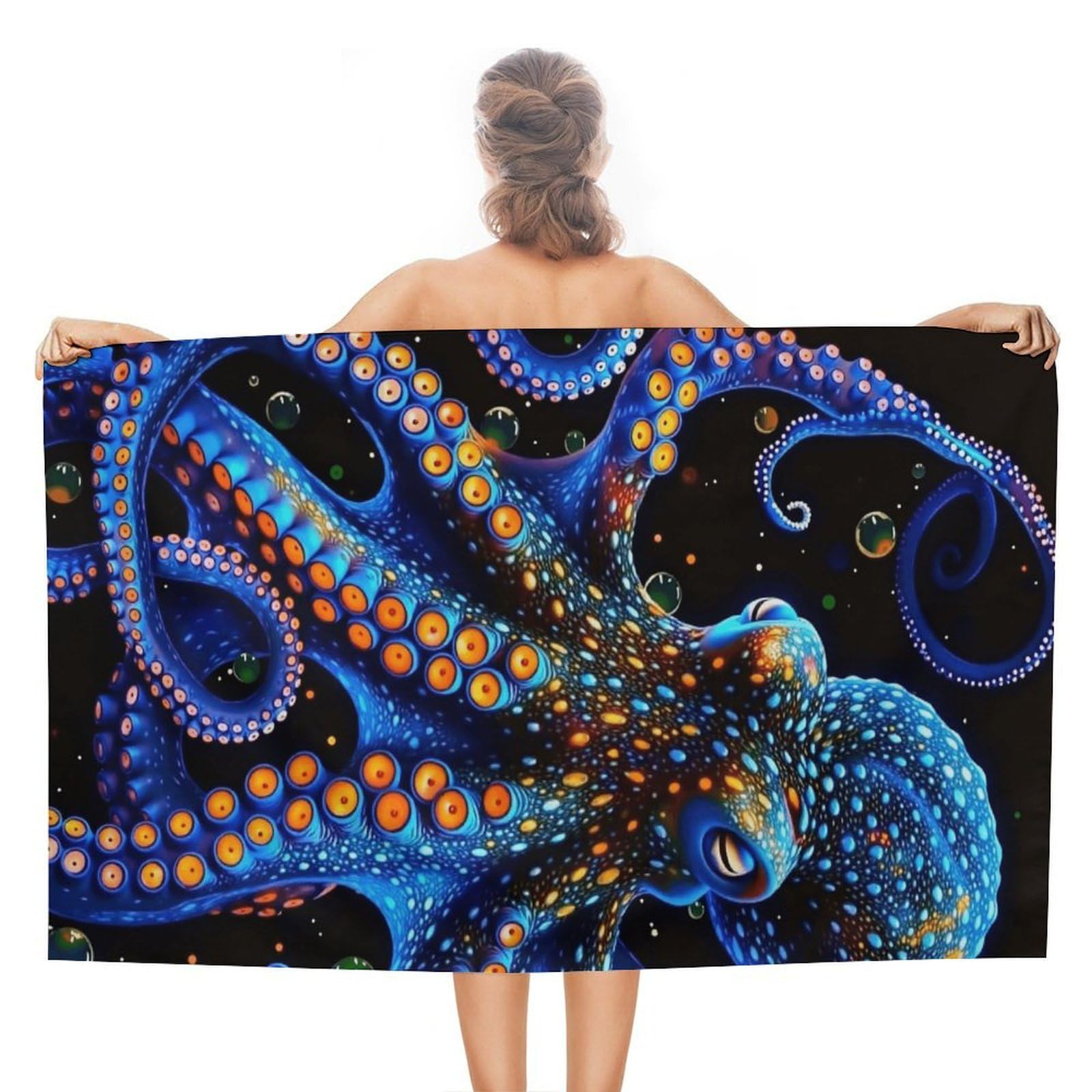 Anceky Octopus Beach Towel Microfiber Soft Absorbent Oversized Large Bath Towel Blanket Thin Quick Dry for Adults Swimming Pool Yoga Gym Travel 51"X31"