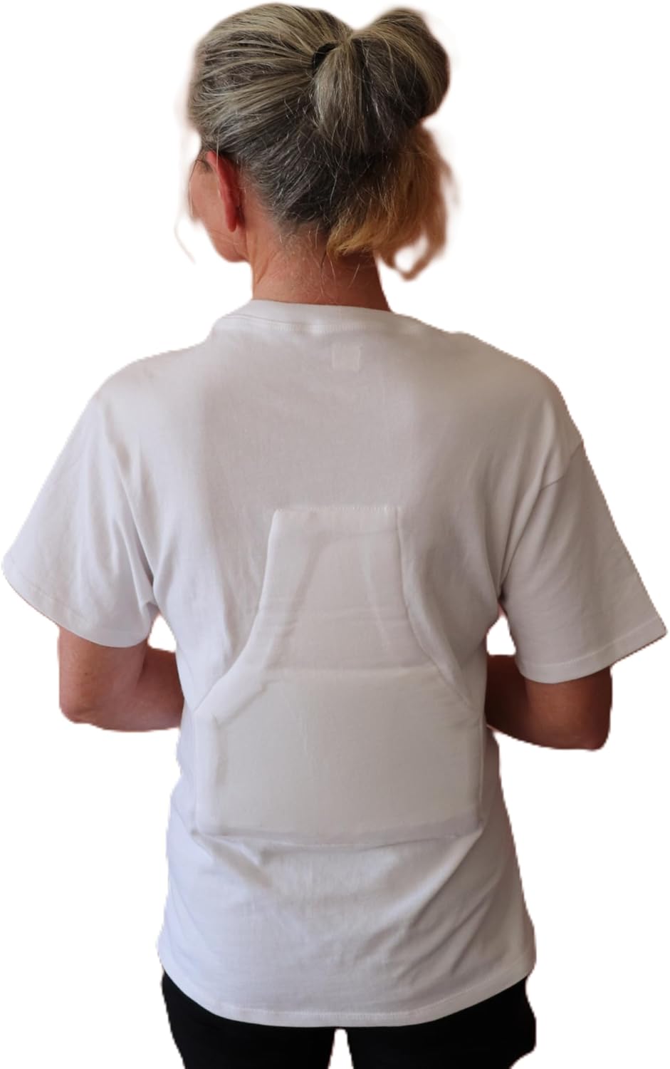 Back Support T-Shirt with Built-in Lumbar Padding, Comfort Fit, White