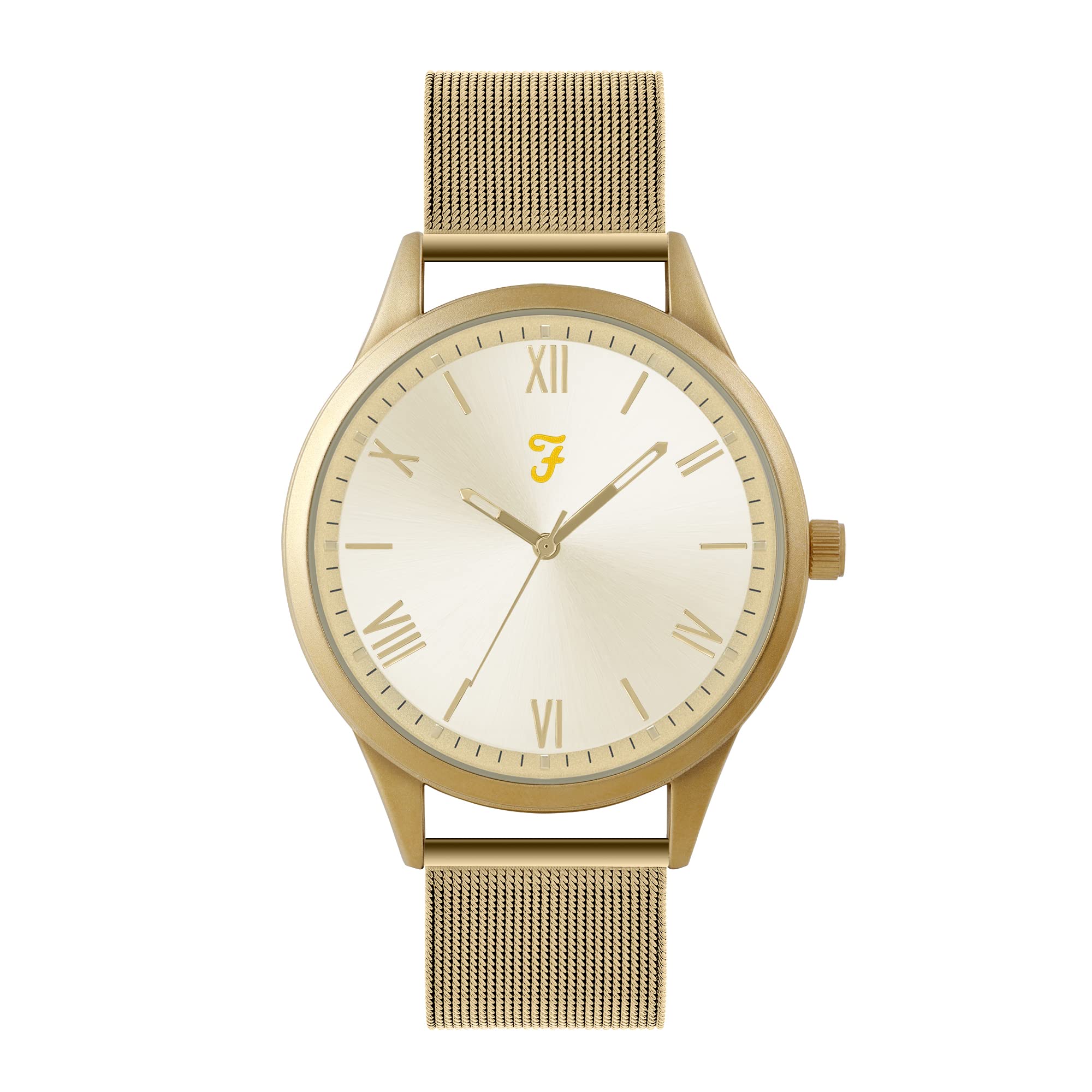 FarahMen's Analog Quartz Watch with Metal Strap FAR4024, Pale Hamilton Gold, bracelet