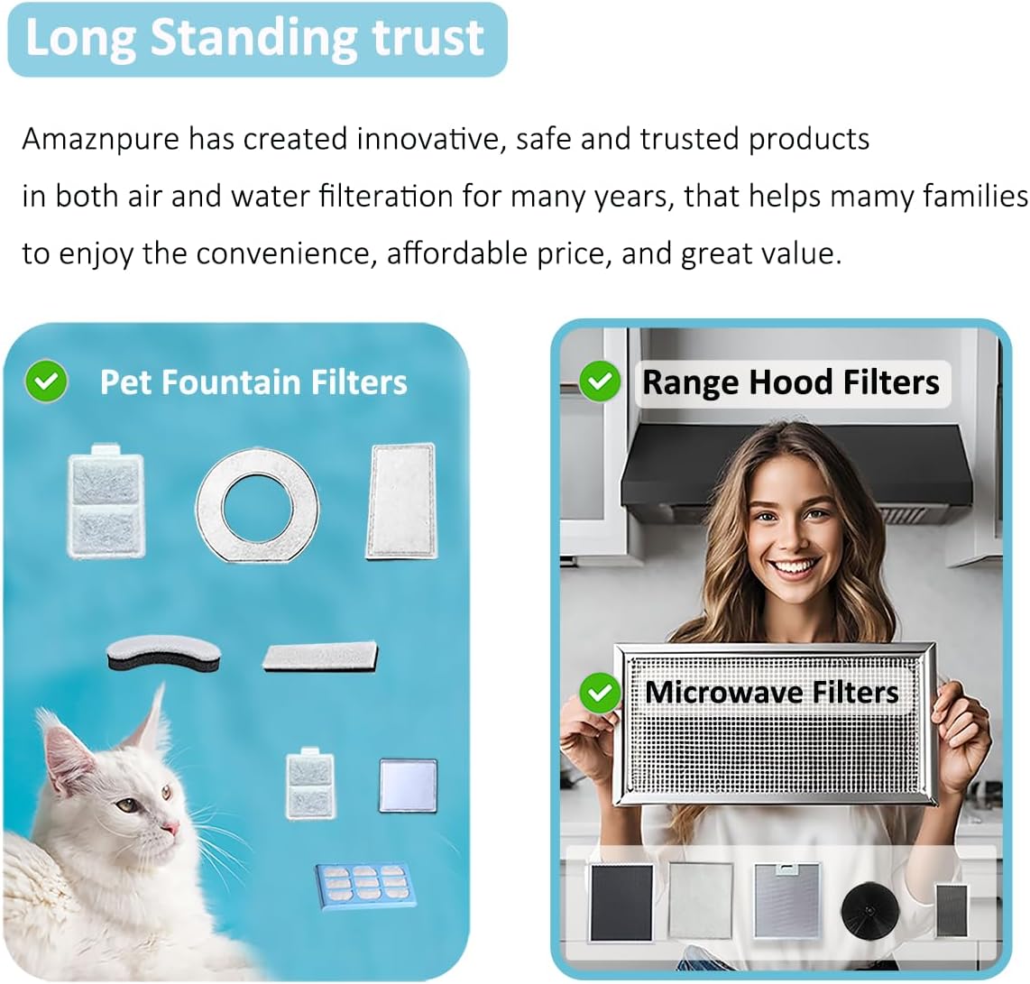 8X WF050 WF100 WF210 Cat Fountain Filter Replacement Arc-Shaped Triple Filtration Cat Water Filter Compatible NPET Automatic Pet Water Fountain - Image 9