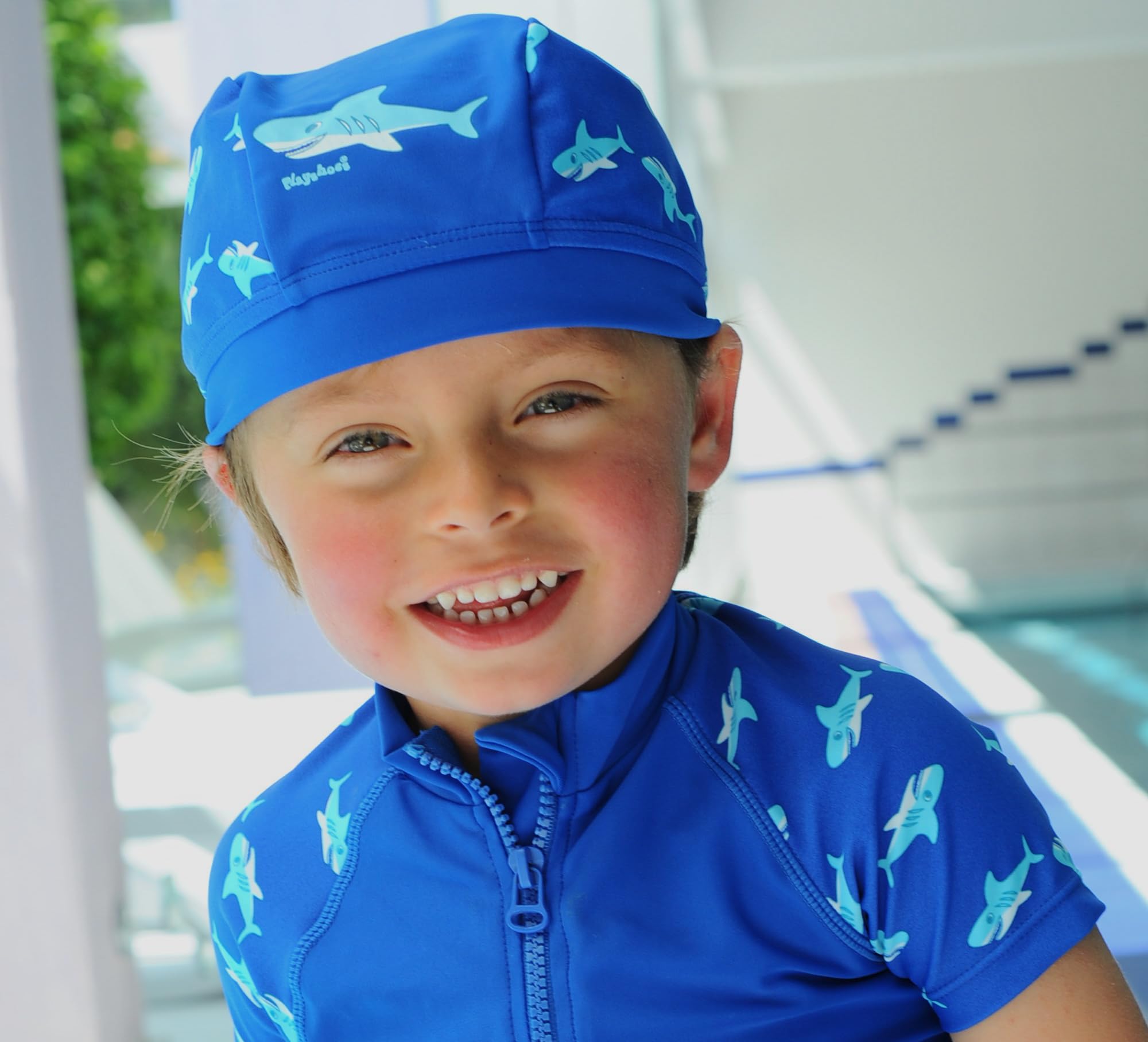 Playshoes Unisex Kinder Schwimmanzug mit Langen Ärmeln + Kopftuch Sonnenanzug (2er Pack)