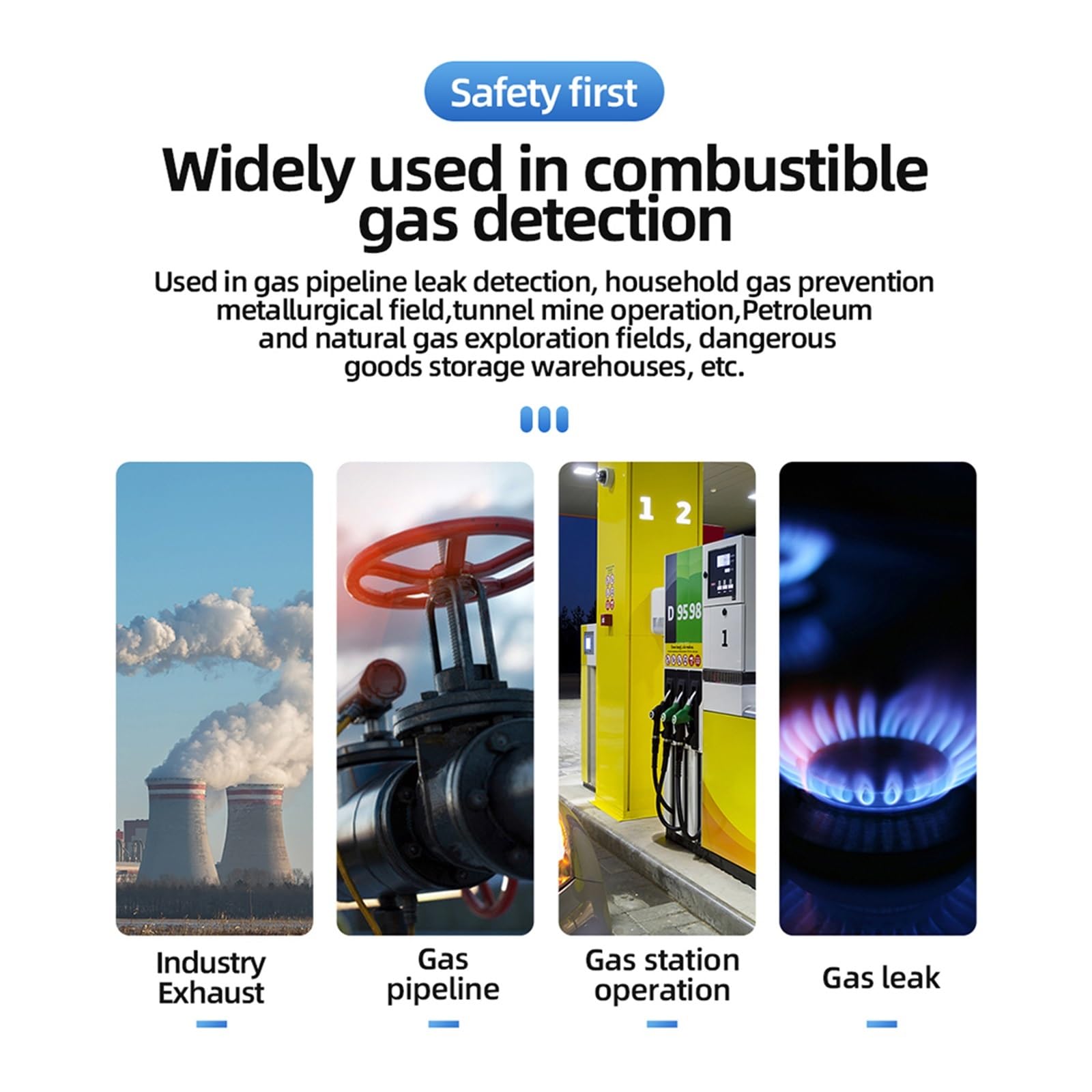 Analizador de Combustión, Detector de gas combustible Probador de fugas de gas de alta precisión VA Pantalla inversa Alarma de luz y sonido Monitor de gas inflamable