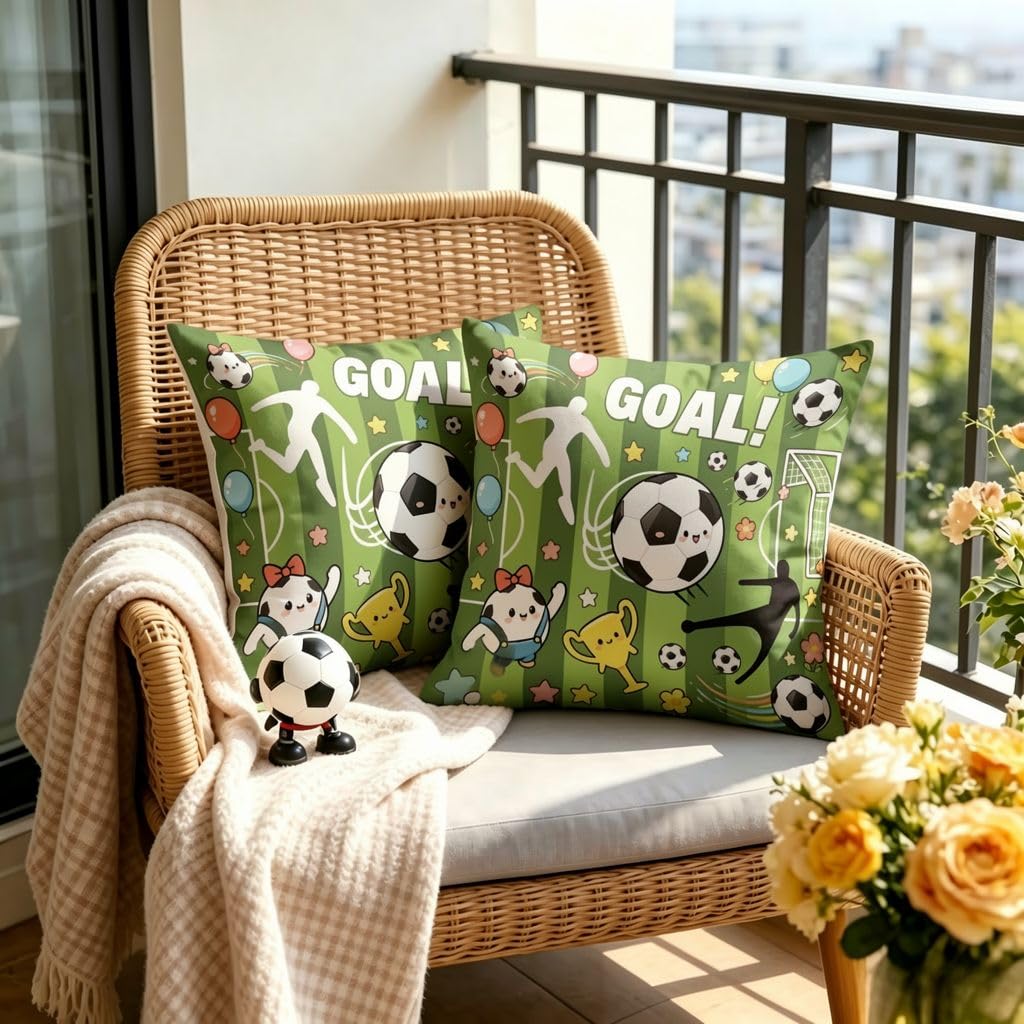 Cute Goal Soccer Linen Pillow Covers -18x18