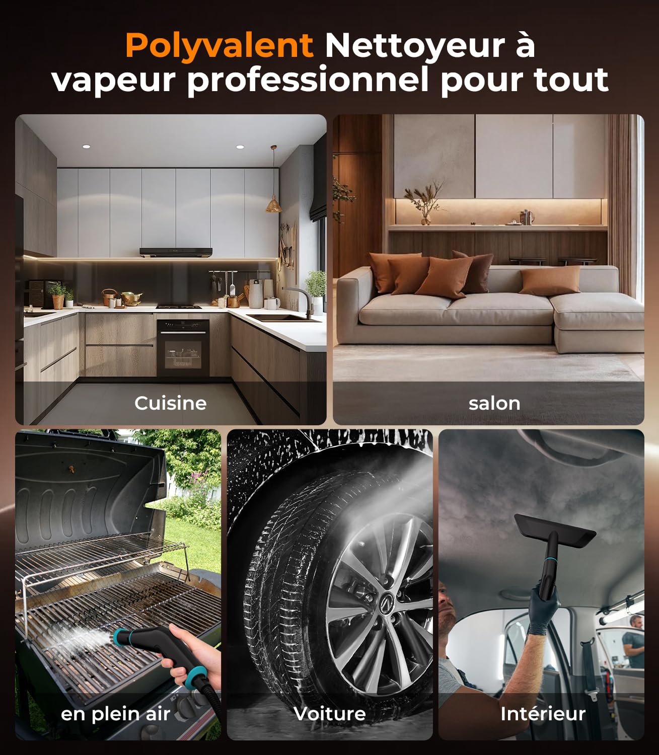 18-IN-1 Nettoyeur Vapeur【99,99% Germes Éliminés–Technologie Allemande SPJ】【Vapeur Turbo 9s – Système Intelligent Turbo Steam】Nettoyeur Vapeur Polyvalent,Balai Vapeur pour Sol– Maison et Cuisine