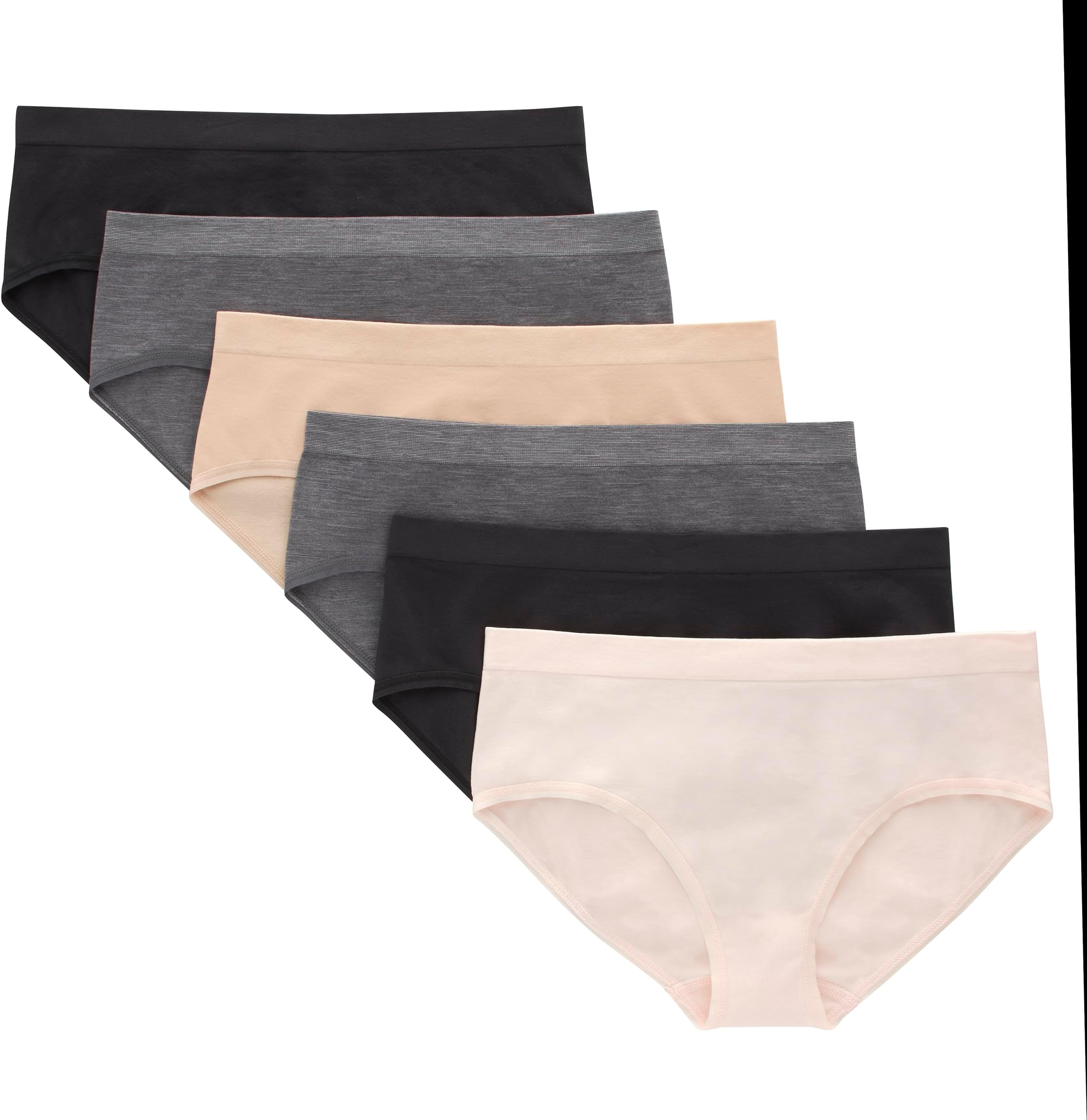 girls Hipster Underwear Pack, Seamless Comfort Tween Panties, Assorted Colors, 6-pack Hipster Panties (pack of 6)