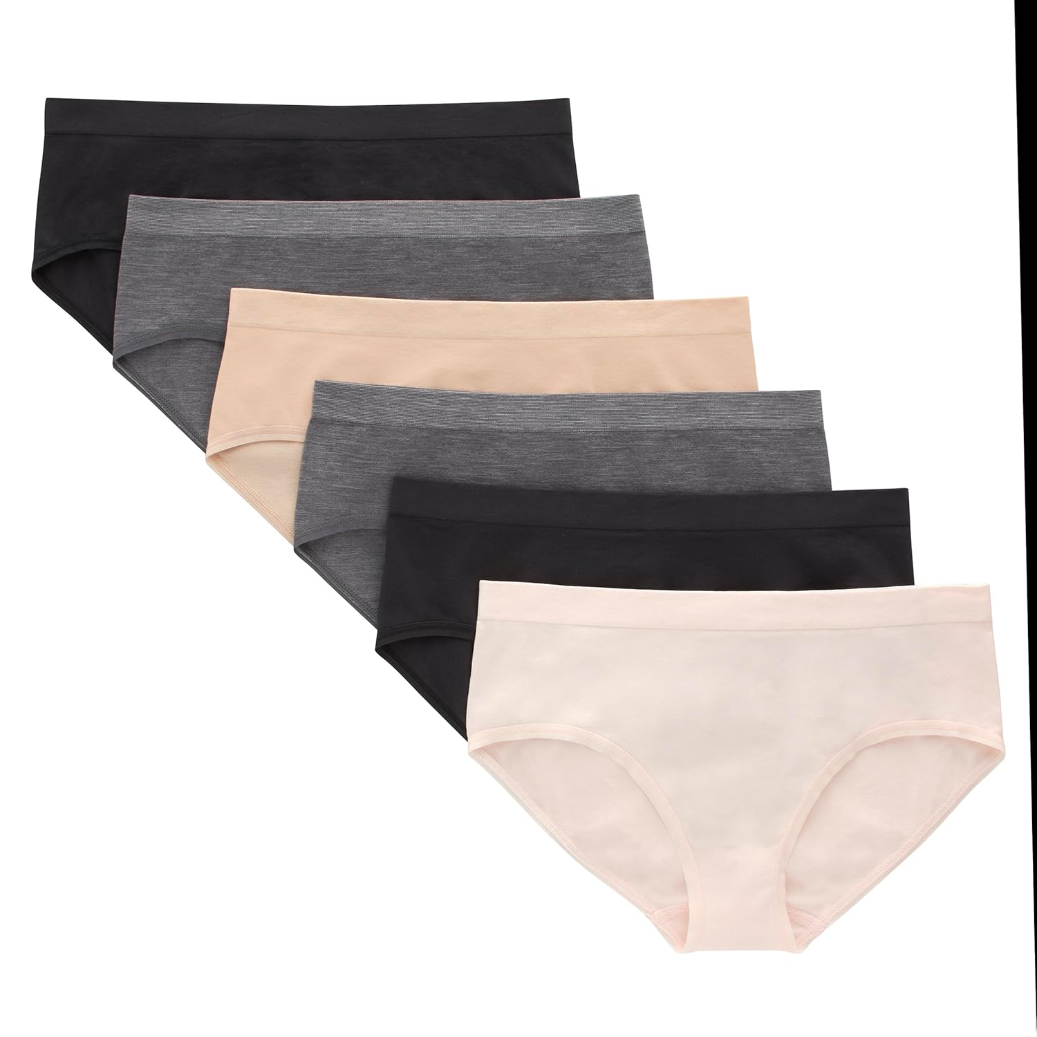 Hanes Tween Girls Underwear Seamless Girls Panties Boyshort Hipster Assorted Colors 6-Pack