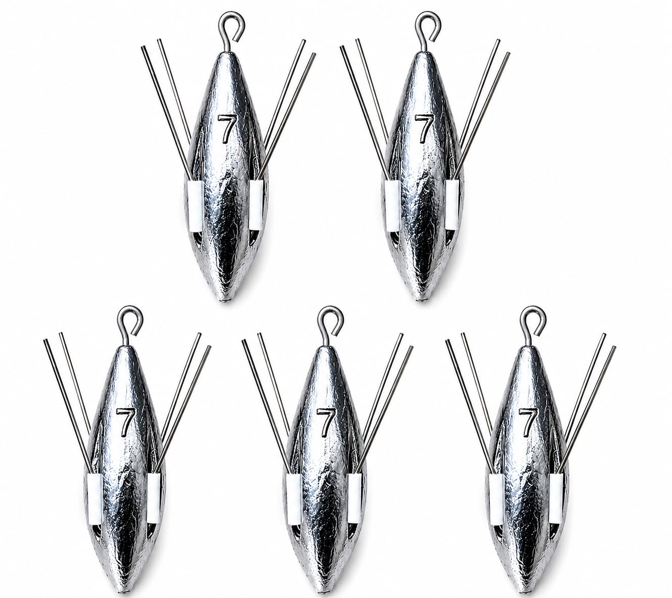 Distance Sea Fishing Grip Weights with Breakout Wires, Long Casting Shore Fishing Sinkers, 5oz - 6oz (7oz - 5pcs)