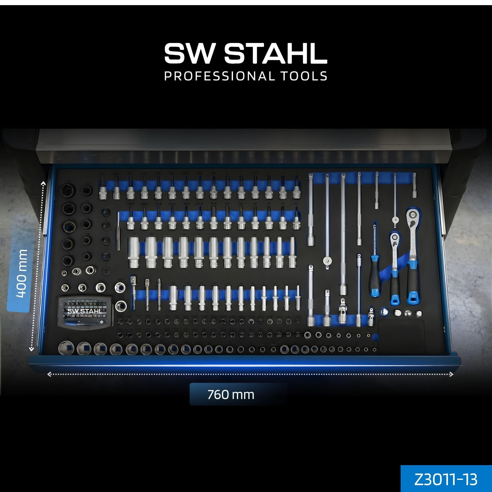SW-Stahl Z3011-13 Steckschlüssel-Sortiment 1/2 Zoll, 95-teilig