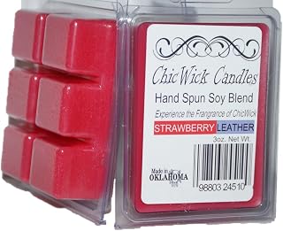 2Pack Strawberry Leather Soy Blend Wax Melts 6oz 12 Wax Cubes Wax Tarts Wax Chunks, 50 Plus Hours of Quality Fragrance