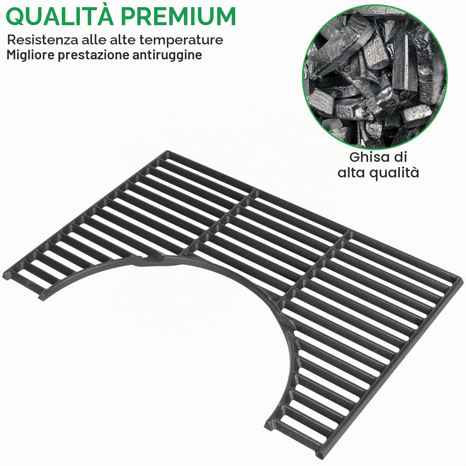 WELL GRILL Griglia in ghisa da 44,5 cm con accessori rotondi integrati per Weber Spirit I & II E/S 310 320 330 Series, Spirit 700, Genesis 1000-3500, Platinum B/C, Weber Gourmet BBQ System