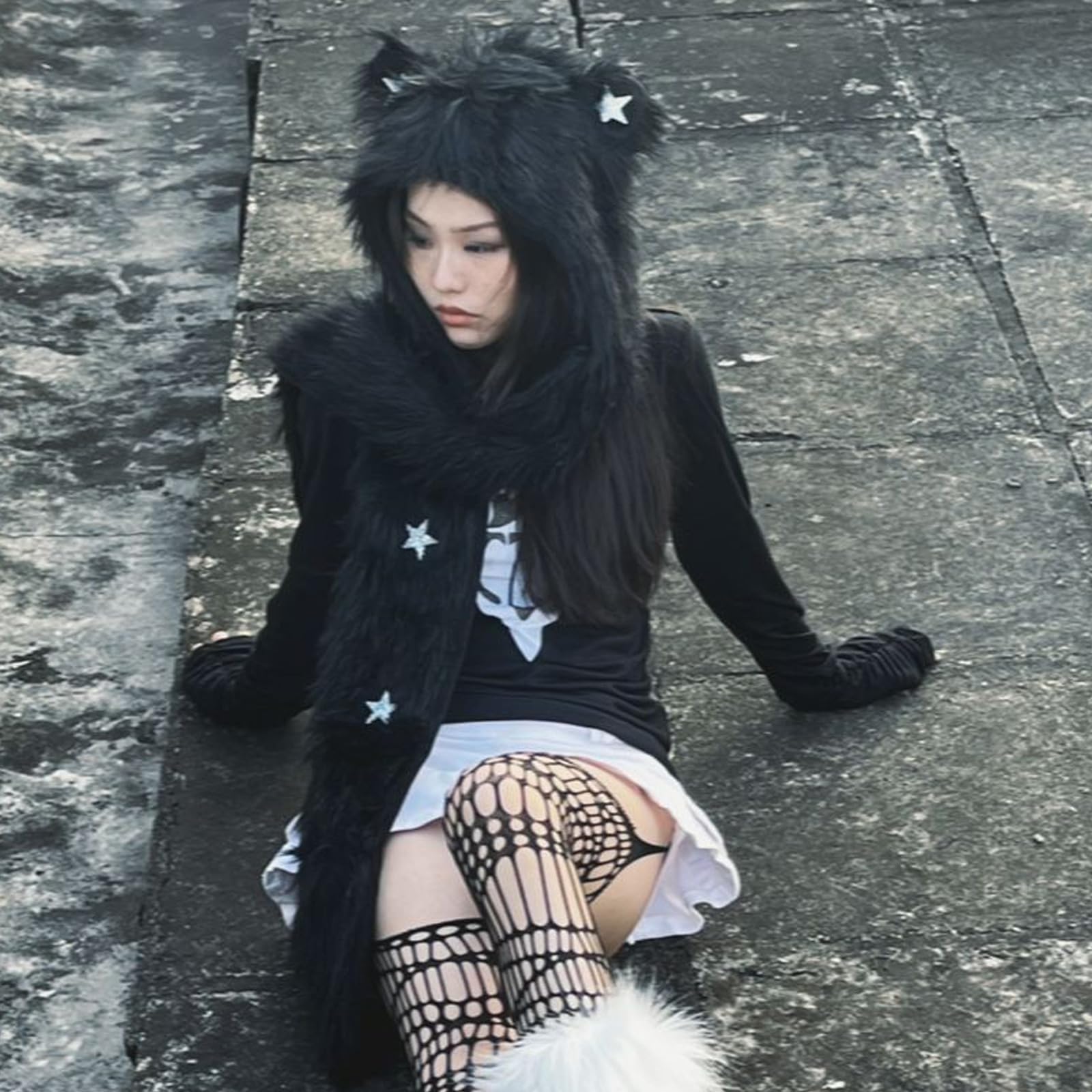 Punk - Accesorios de invierno suaves y cálidos para sombrero, bufanda y guantes para clima frío punk