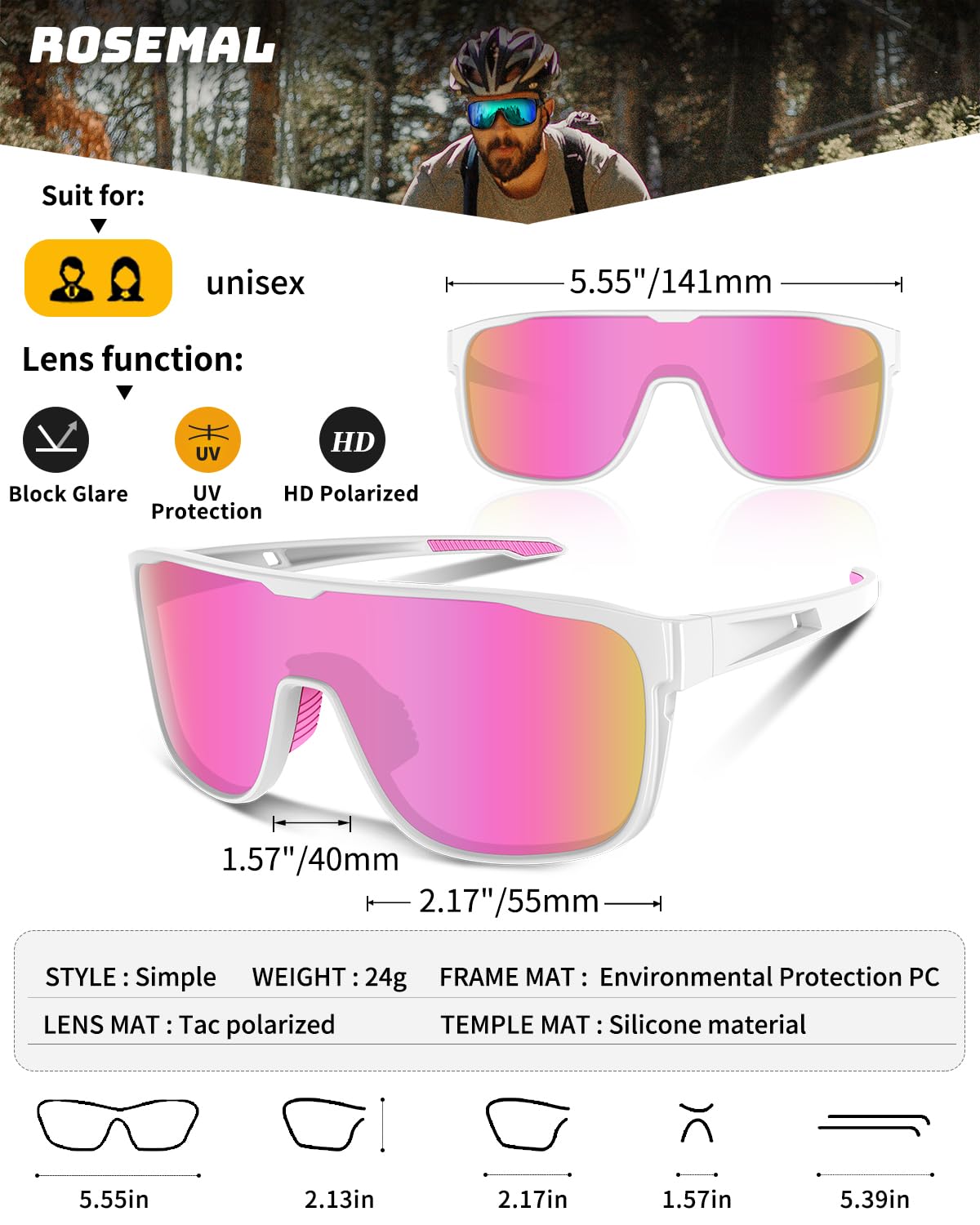 Gafas de sol deportivas polarizadas para hombres y mujeres, jóvenes, béisbol, correr, ciclismo, conducción, pesca, tenis, golf, motor TAC UV400 TR90