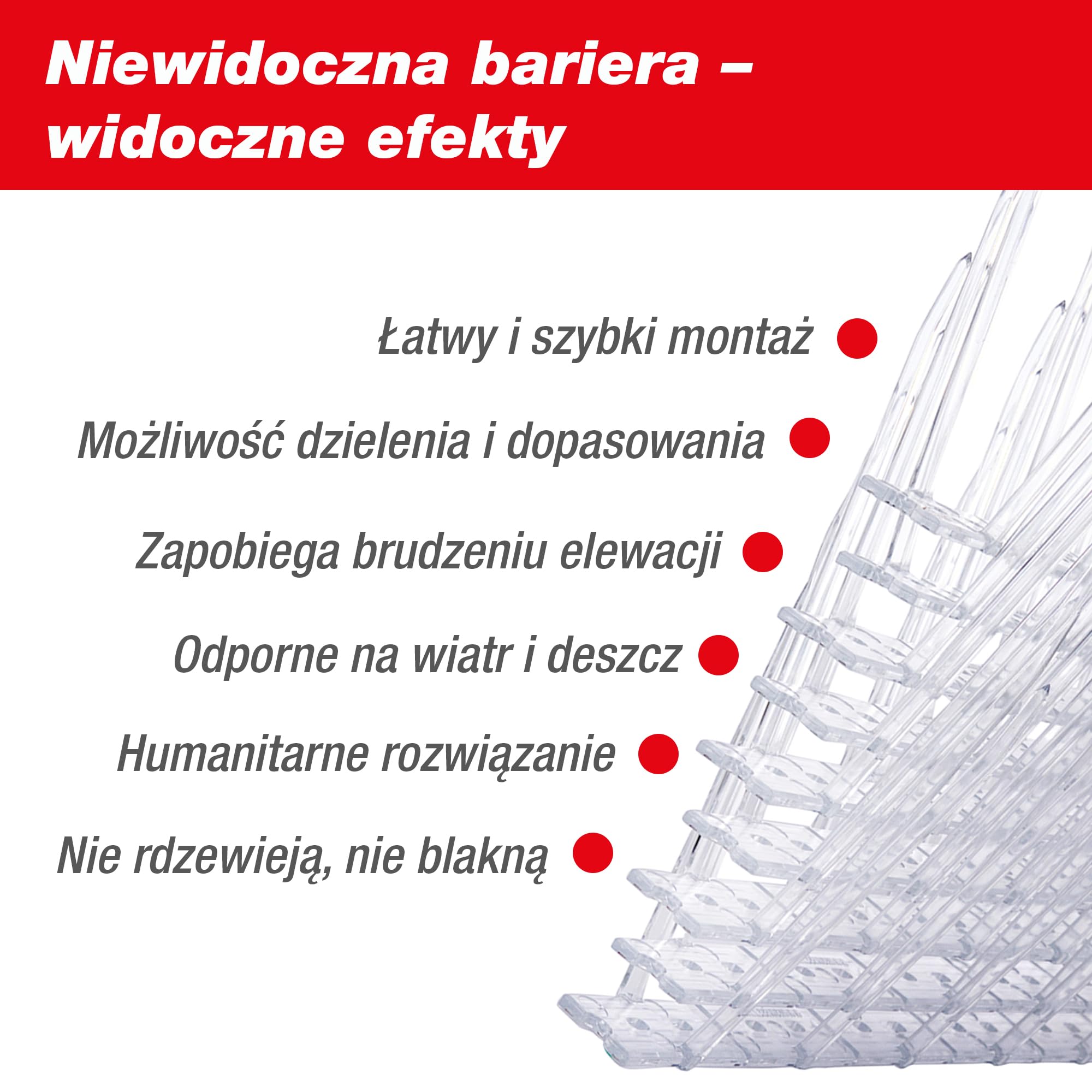 SWISSINNO Kolce odstraszające ptaki 100 cm (3x33,3 cm) – przezroczyste kolce na gołębie z poliwęglanu – dzielone – łatwy montaż – odporne na UV i warunki atmosferyczne – na parapet, balkon, rynnę