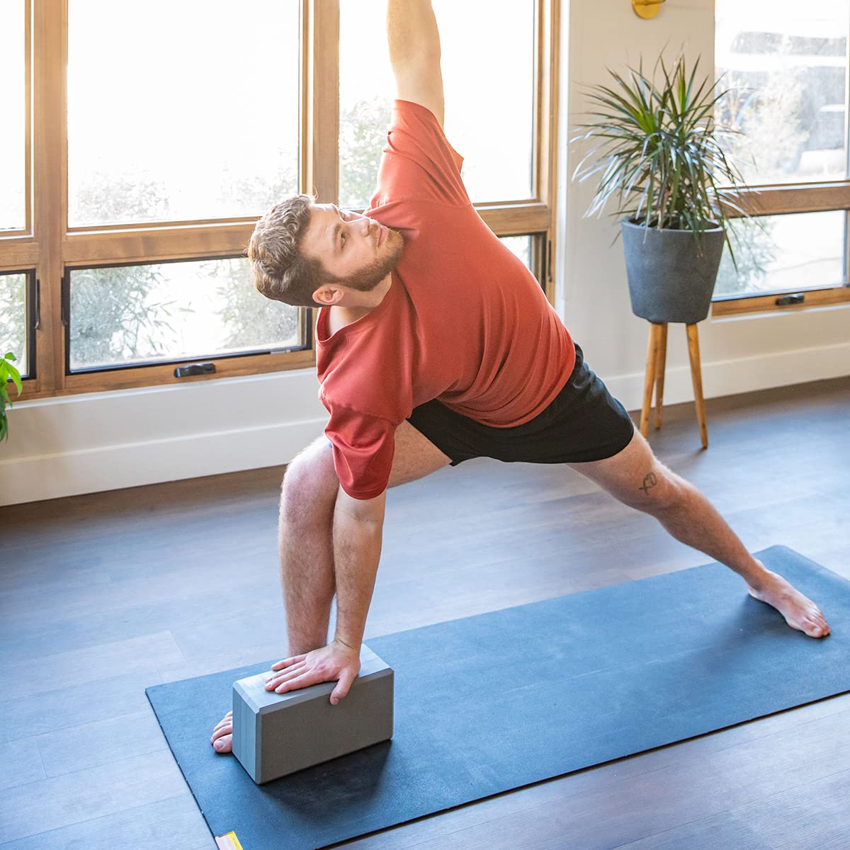 Hugger Mugger 5 in. Big Foam Yoga Block - Extra Large Size, Dense Foam, Reliable Support, Beveled Edges for Comfort, Great if You're Taller or Less Flexible