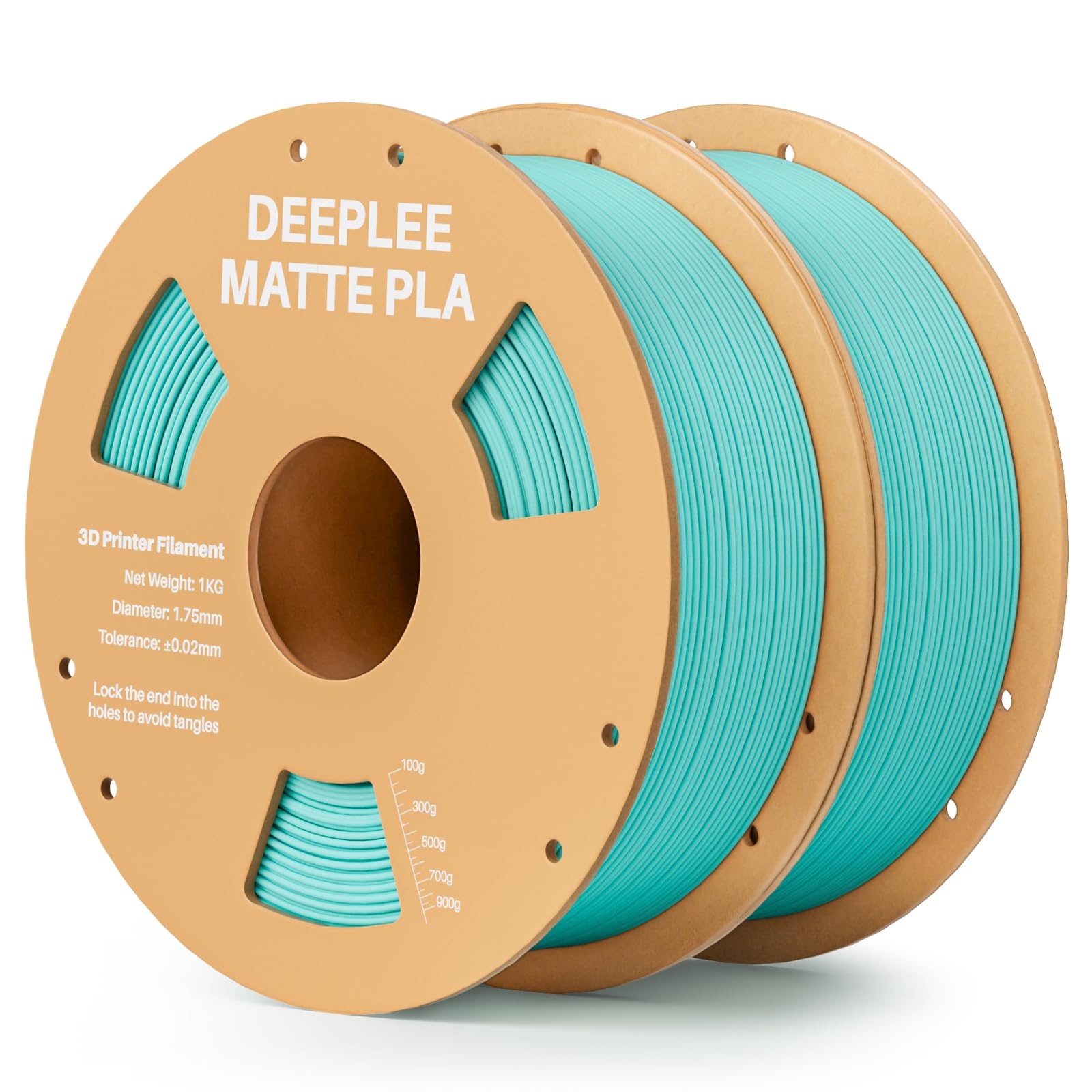 deeplee matte pla filament 1.75mm, 3d printer filament dimensional accuracy +/- 0.02mm, no clogging, higher toughness, cardboard spool 3d filament, 2 pack teal green