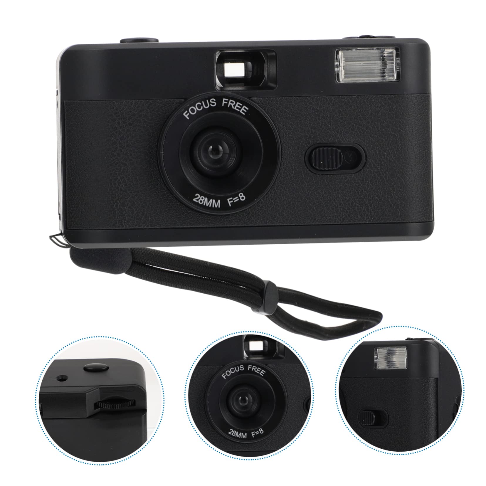 Fotocamera a Pellicola 35mm Riutilizzabile Abs Nera Flash