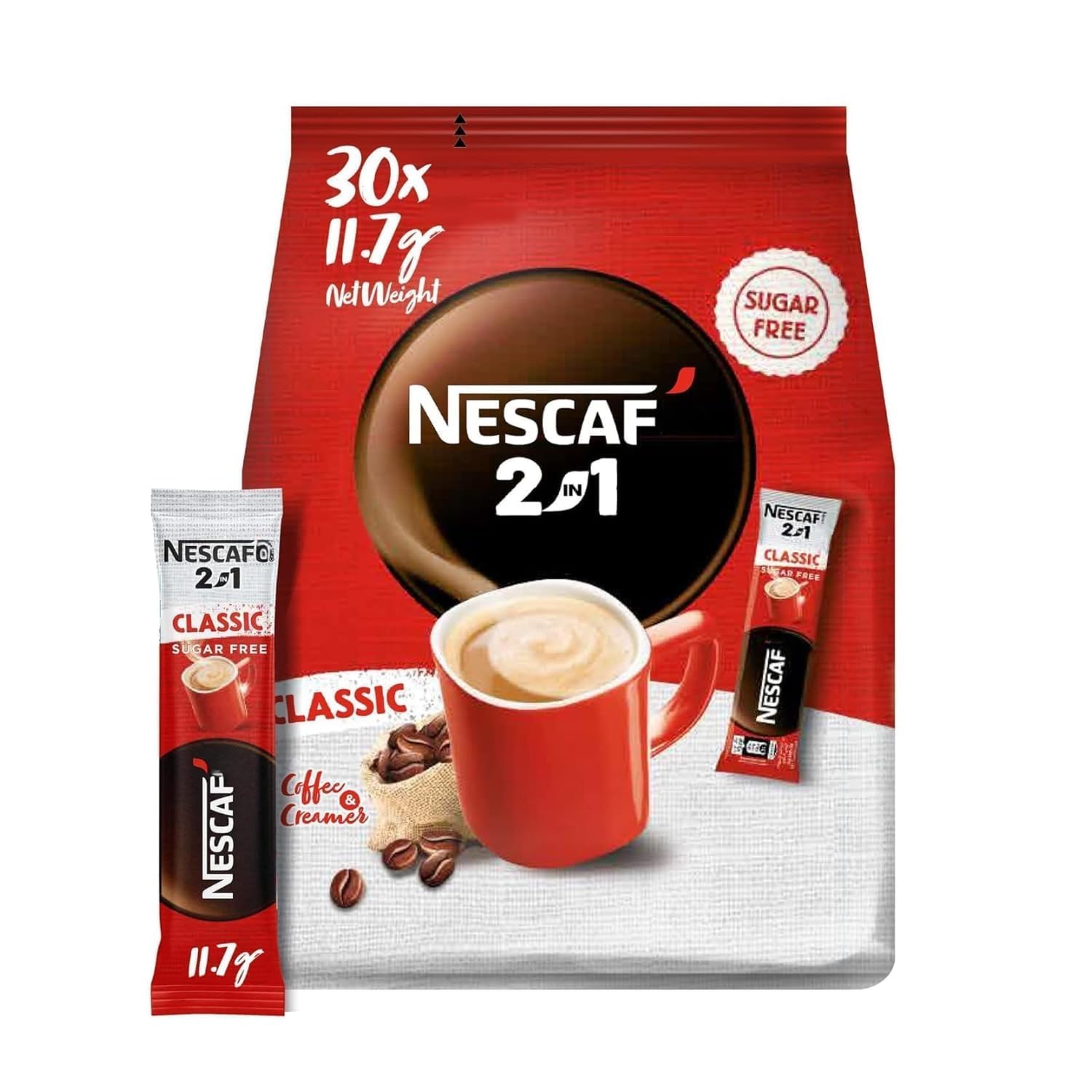 Nascafe 2 in 1 Classic Sugar Free Instant Coffee Mix Sachets | Premium Coffee & Creamer | 30 x 11.7g = 351g (Imported) From Biteza-picture-14