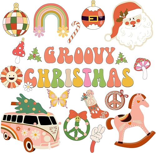 Miniatura 1 de Groovy - Kit de tablón de anuncios de Navidad, decoración de tablón de anuncios retro de Papá Noel para Navidad, invierno, vacaciones, escuela,